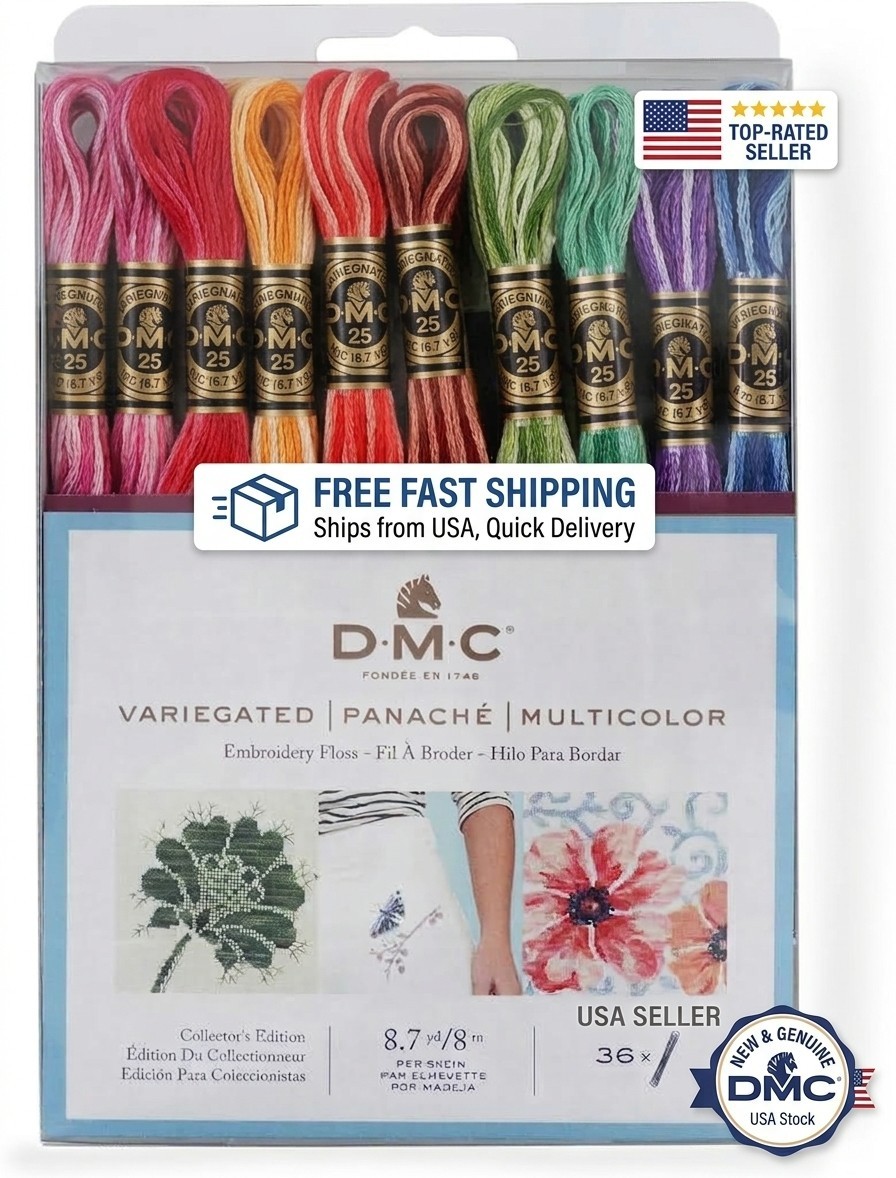 DMC Variegated Embroidery Floss Pack 36 Skeins 18 Colors Cotton Thread