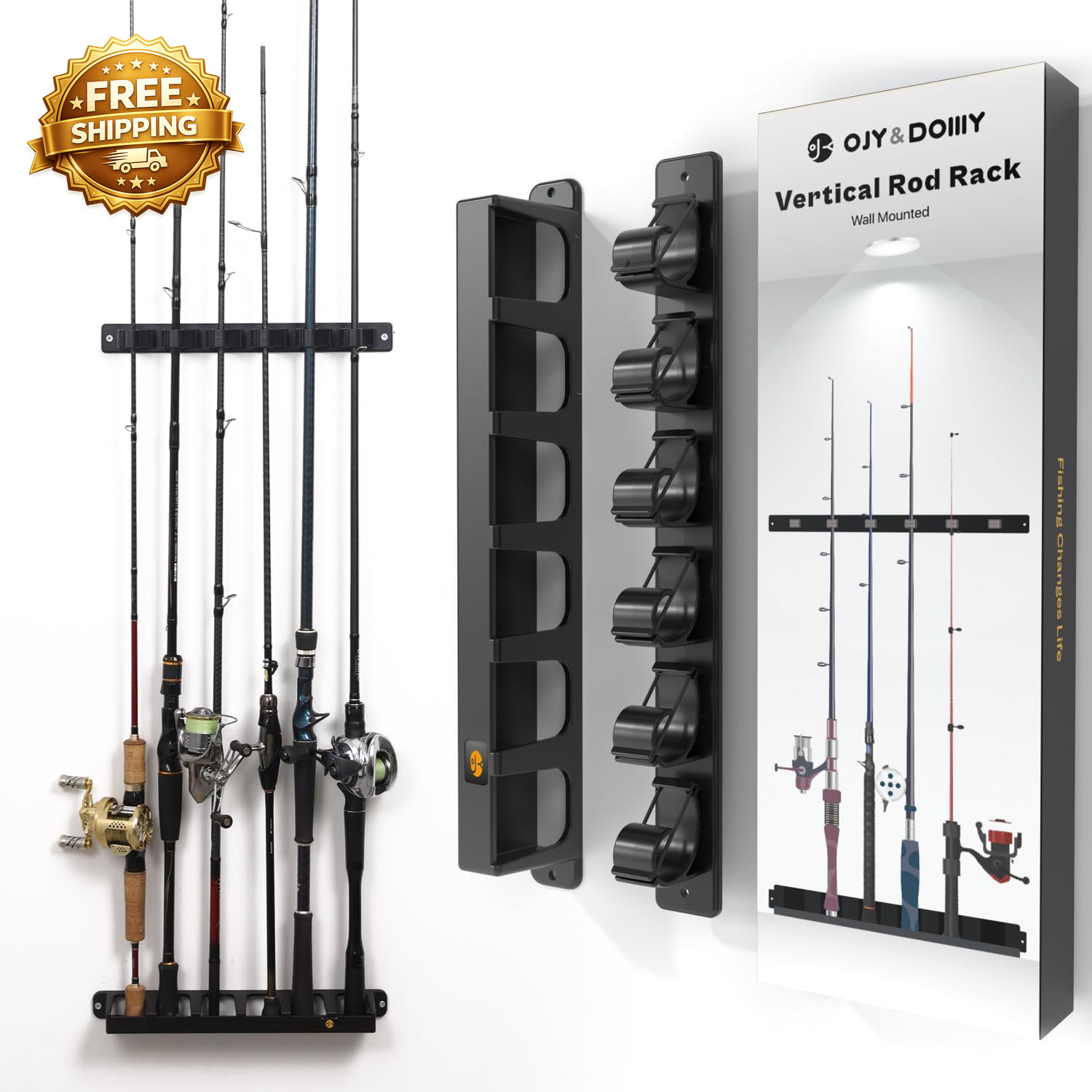 Wall Mount Fishing Rod Holders Vertical Fishing Pole Storage Rack for Garage