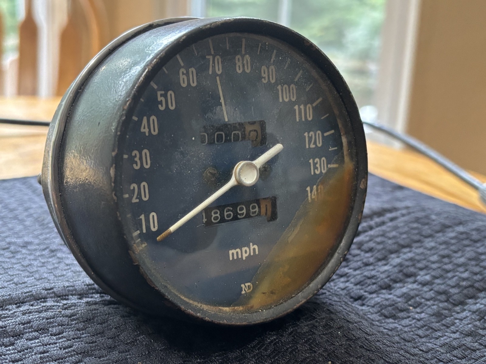 Vintage 1970s Nippondenso ND Speedometer Tachometer Blue Face 140 MPH 