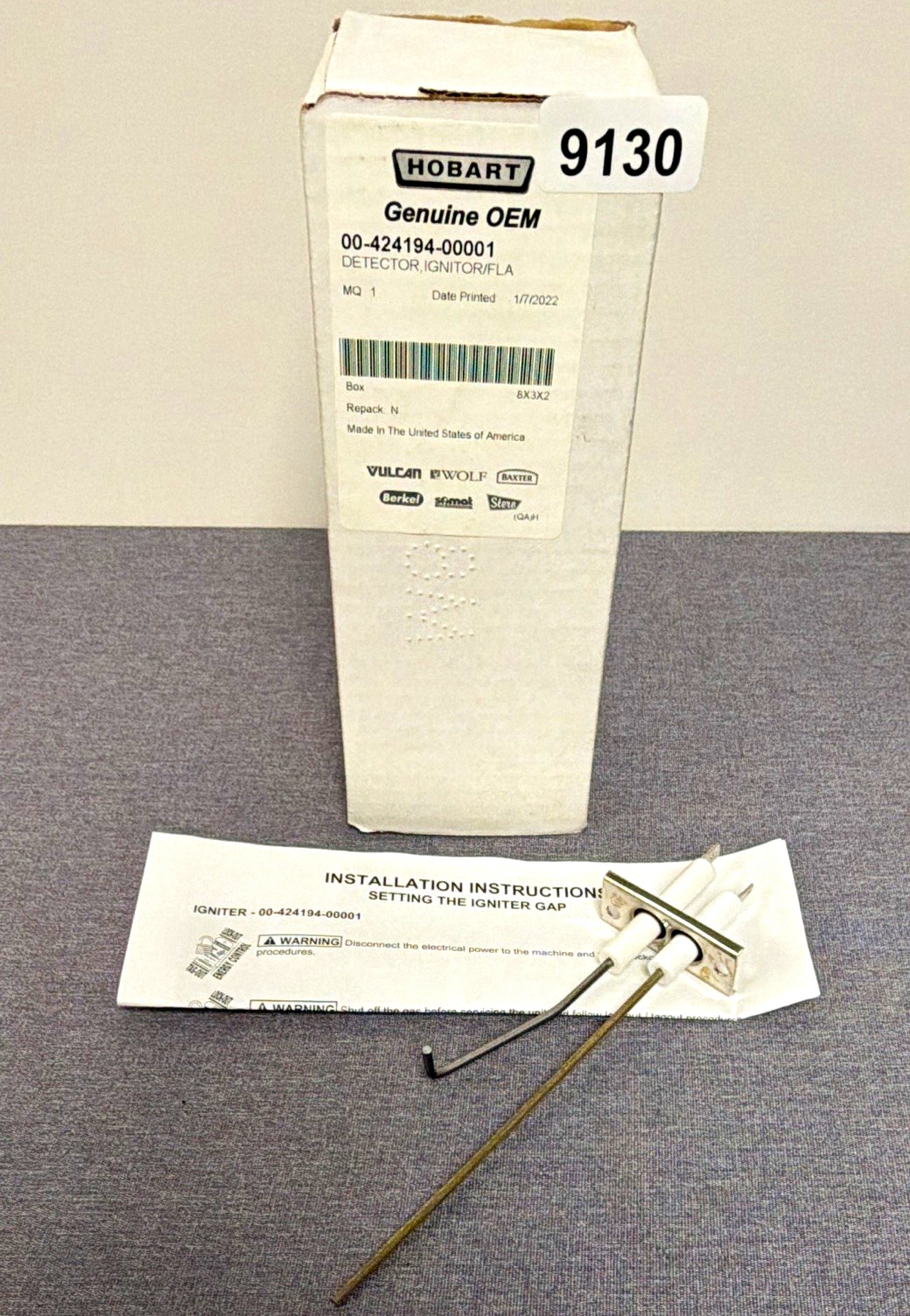 Hobart Genuine OEM Detector Ignitor/FLA 00-424194-00001 w/ Instructions (9130)