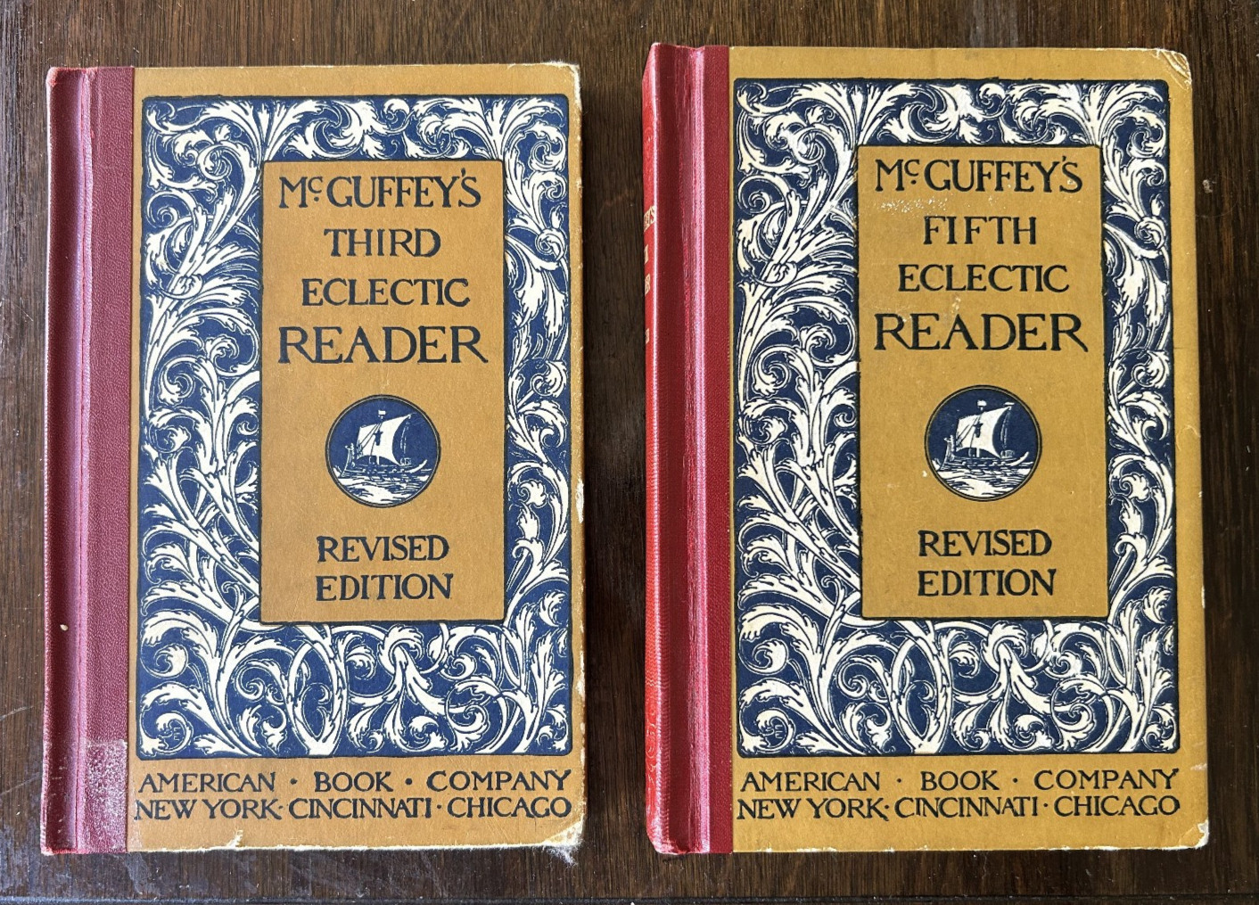 McGuffeys Eclectic Readers Lot 3rd 5th Revised Edition Vintage School Books Set