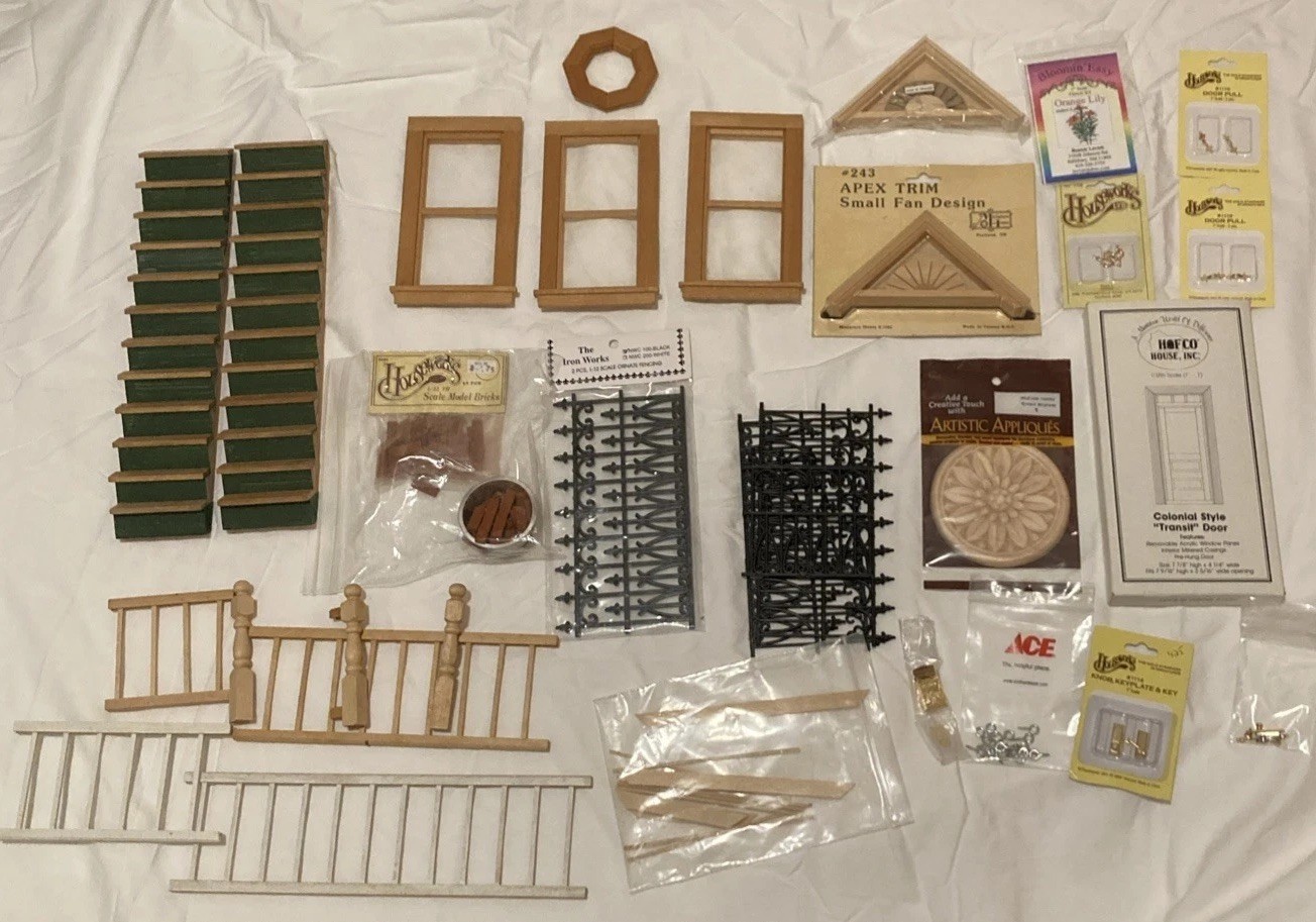 Vintage 1:12 Dollhouse Building Supplies Lot Houseworks HOFCO Windows Door Trim