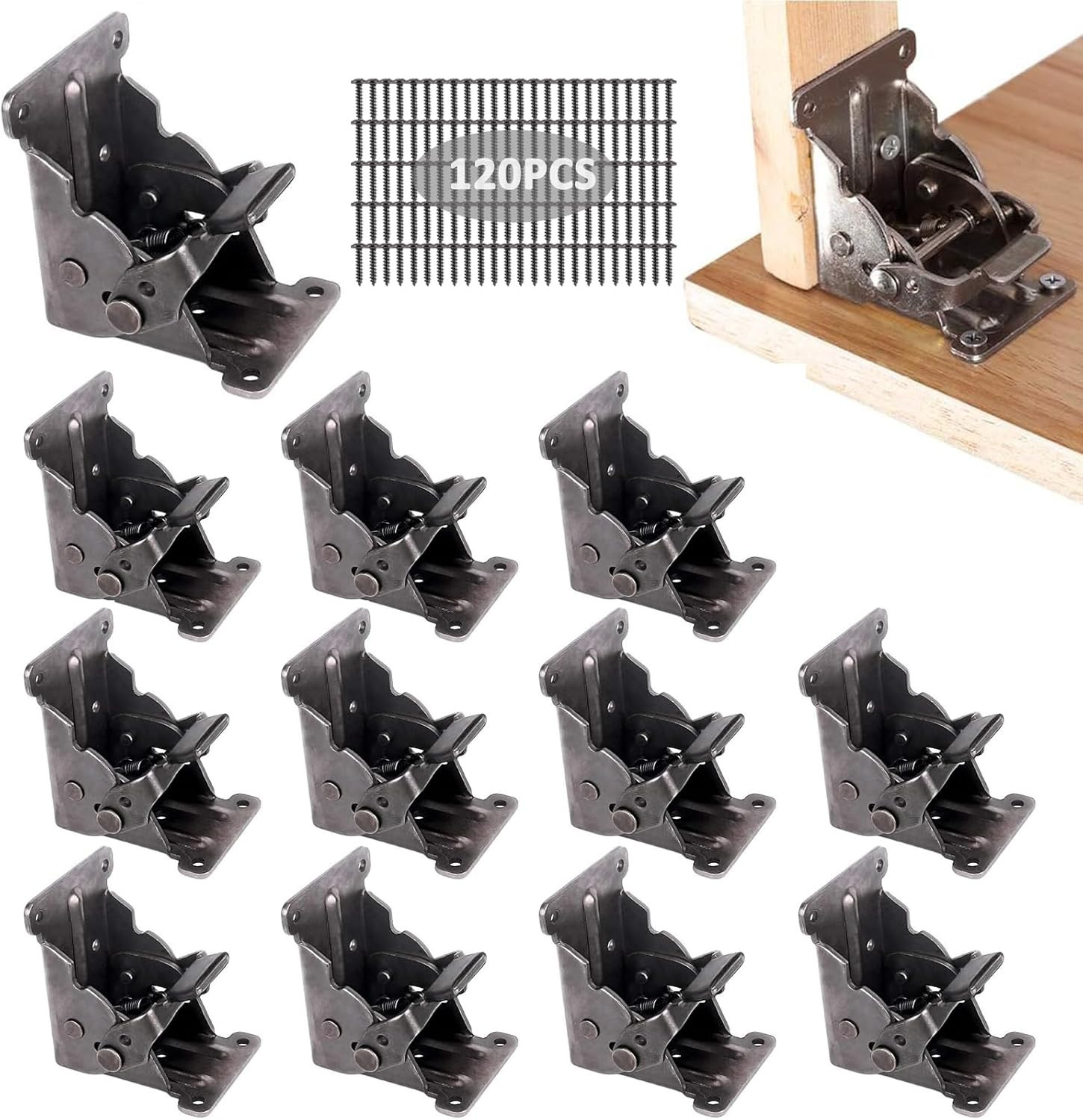 4-12 Pack Locking Hinge for Folding Table Brackets,  Heavy Duty Folding Brackets