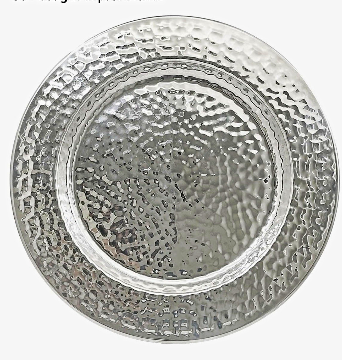 Colletta Home Stainless Steel Hammered Charger Plates, Round, 6-Pack, Silver
