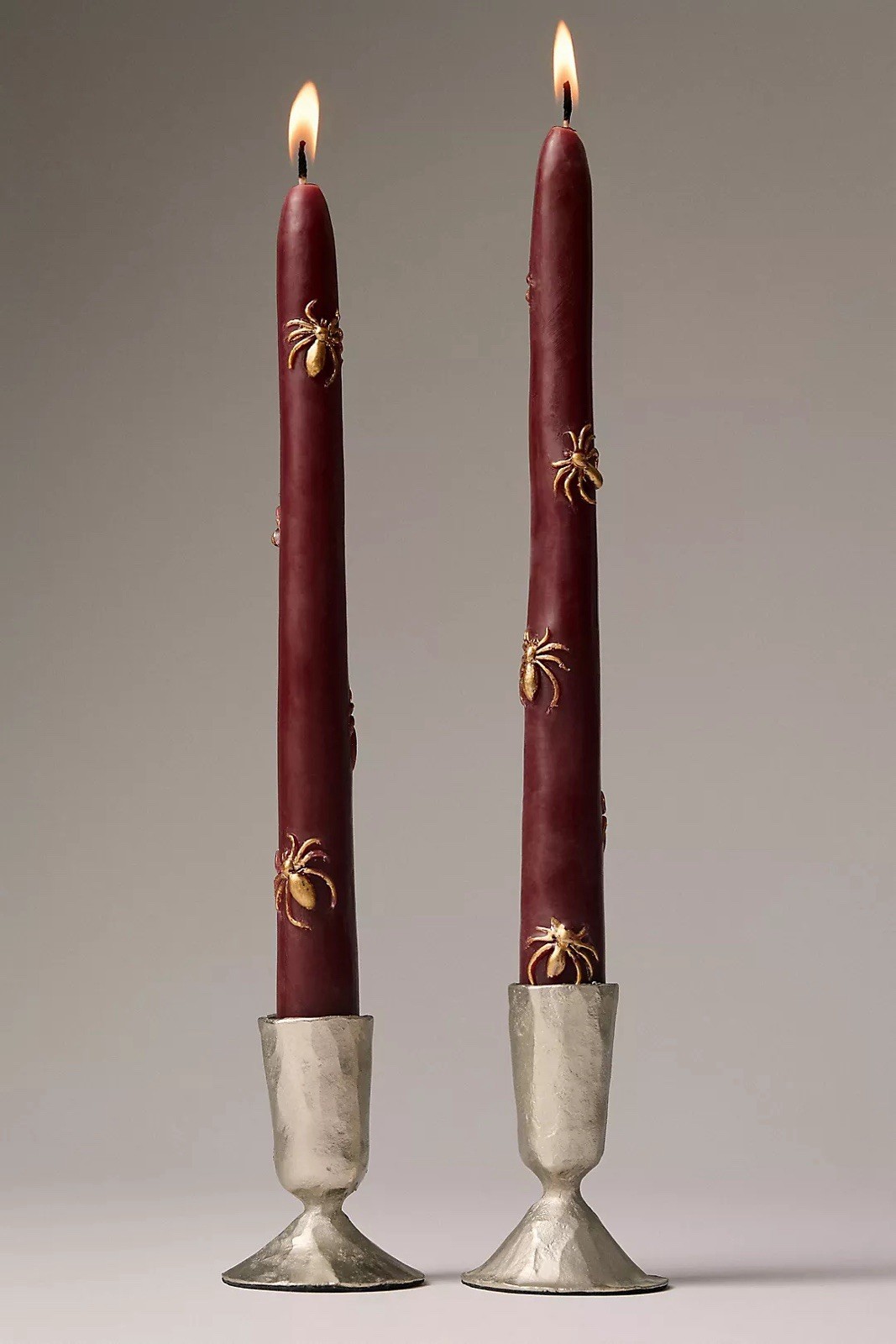 Anthropologie Mystic Icon Taper Candles  Red Gold Halloween Witchy Set Of 2 NWT