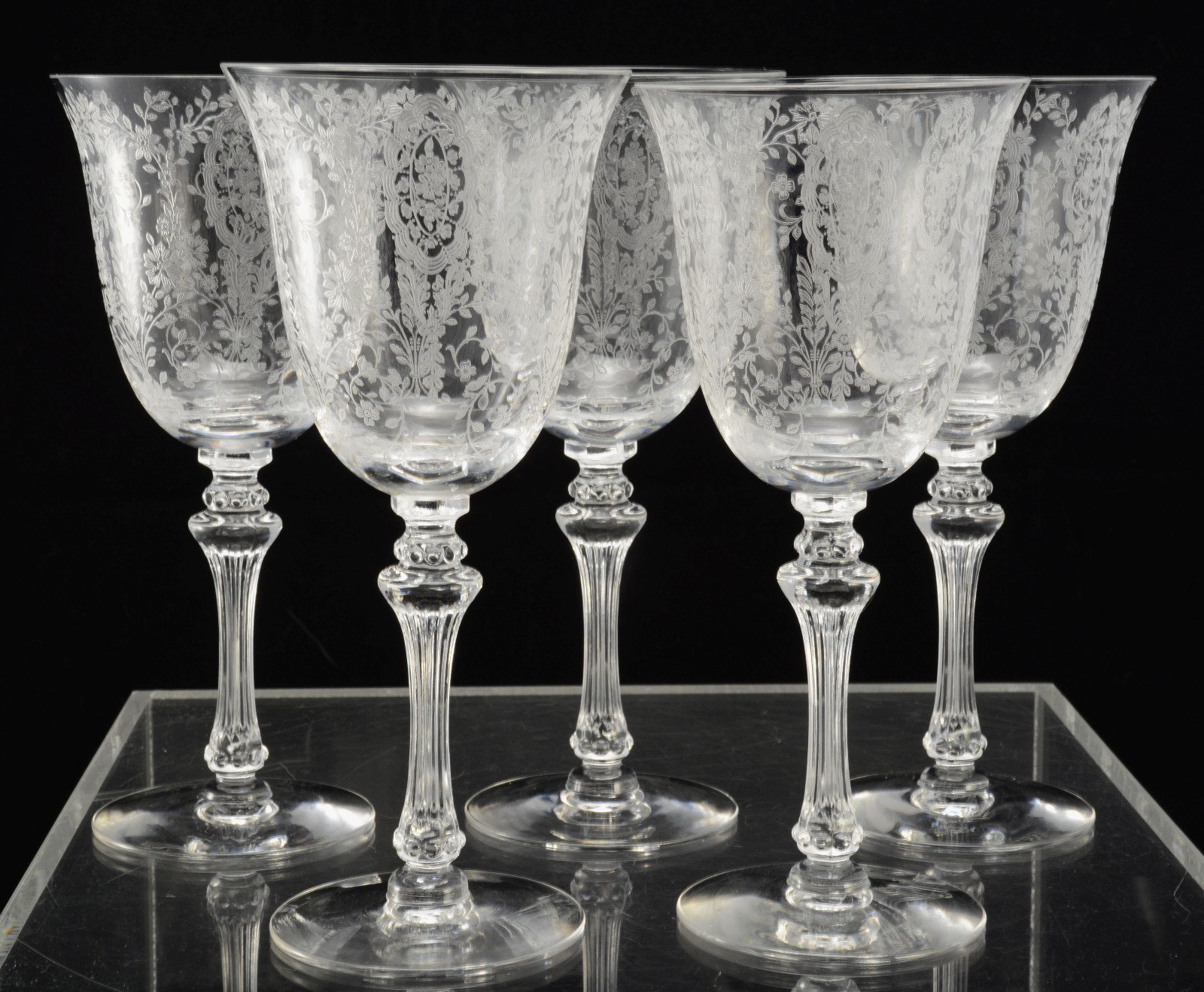 Set of 5 Tiffin Franciscan Elegant June Night 7 7/8 Inch Water Goblets EX  COND