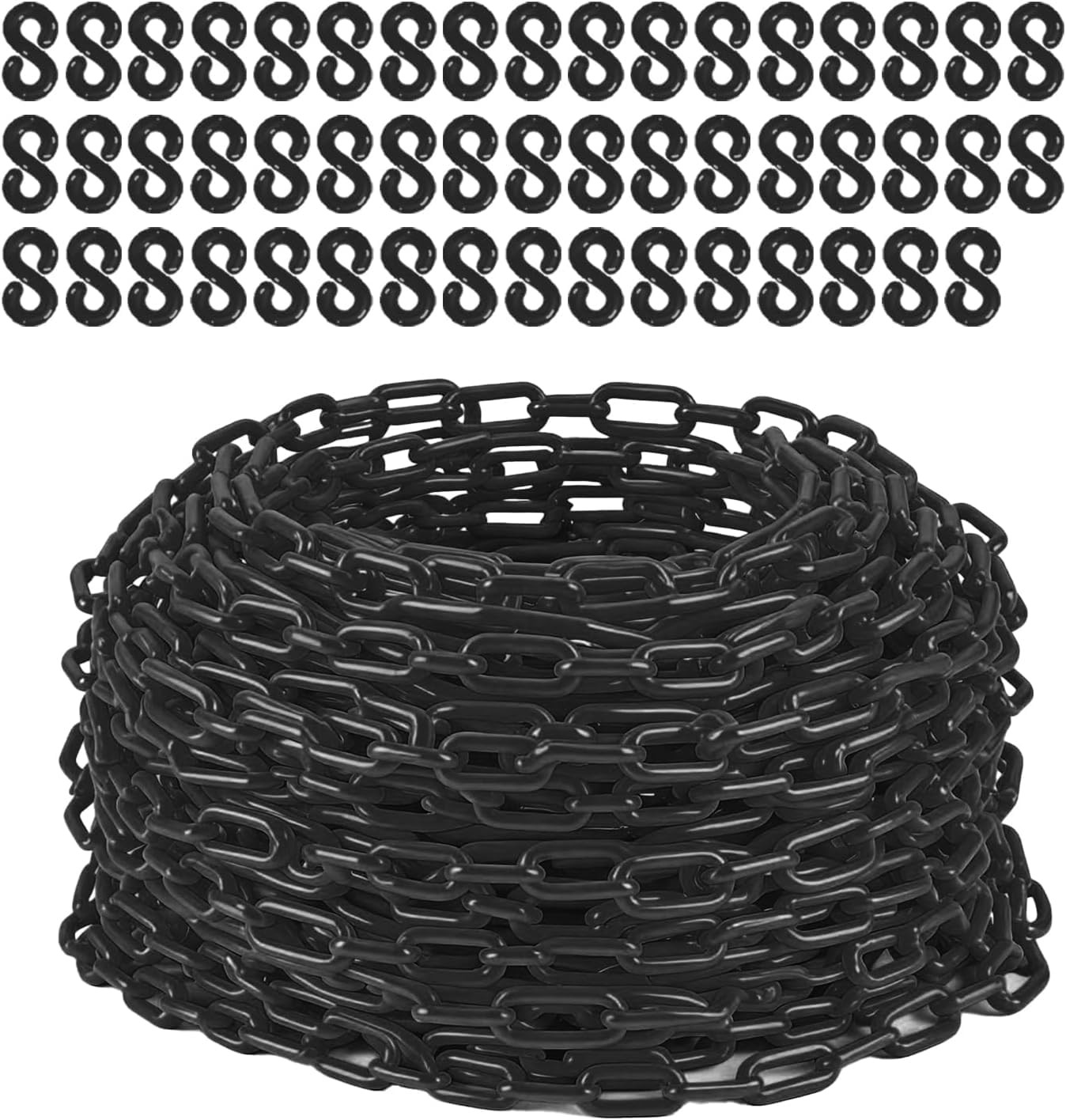 240 FT Plastic Safety Barrier Chain w/ 50 S-Hooks UV Resistant Crowd Control