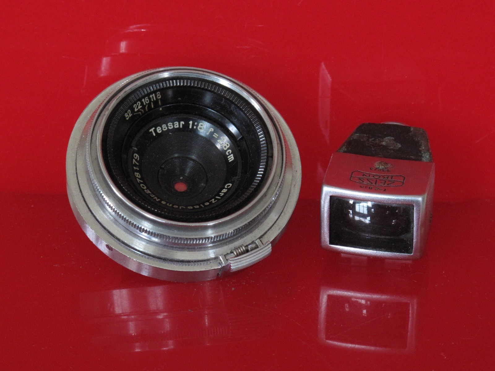 Carl Zeiss Jena 2.8cm f:8 Tessar lens with 432/3 finder,  US SELLER \