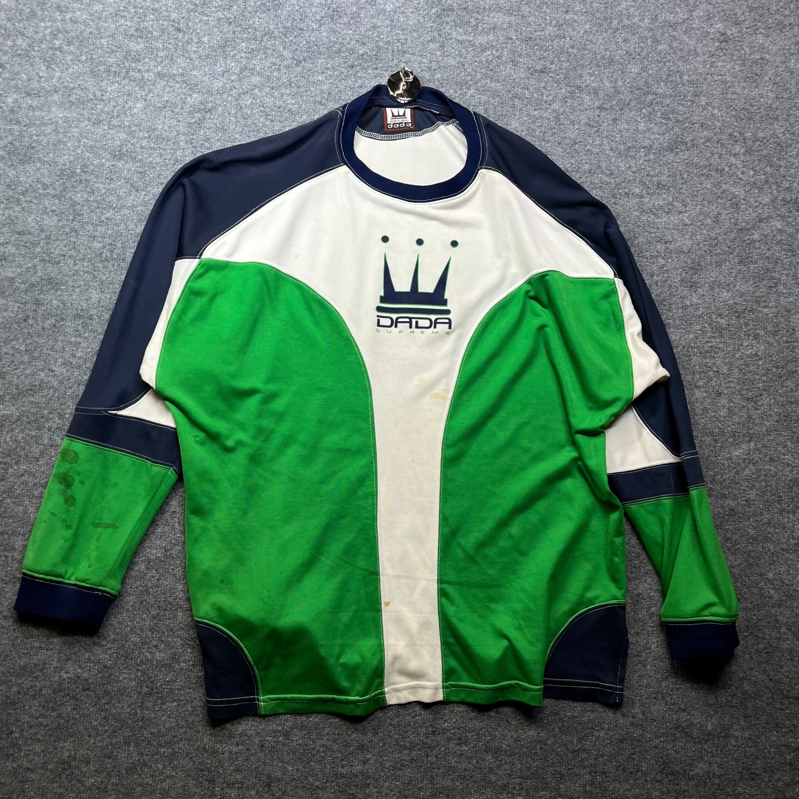 Vintage Damani Dada Supreme Jersey Men\'s Navy White Green Athletic Sports Y2K