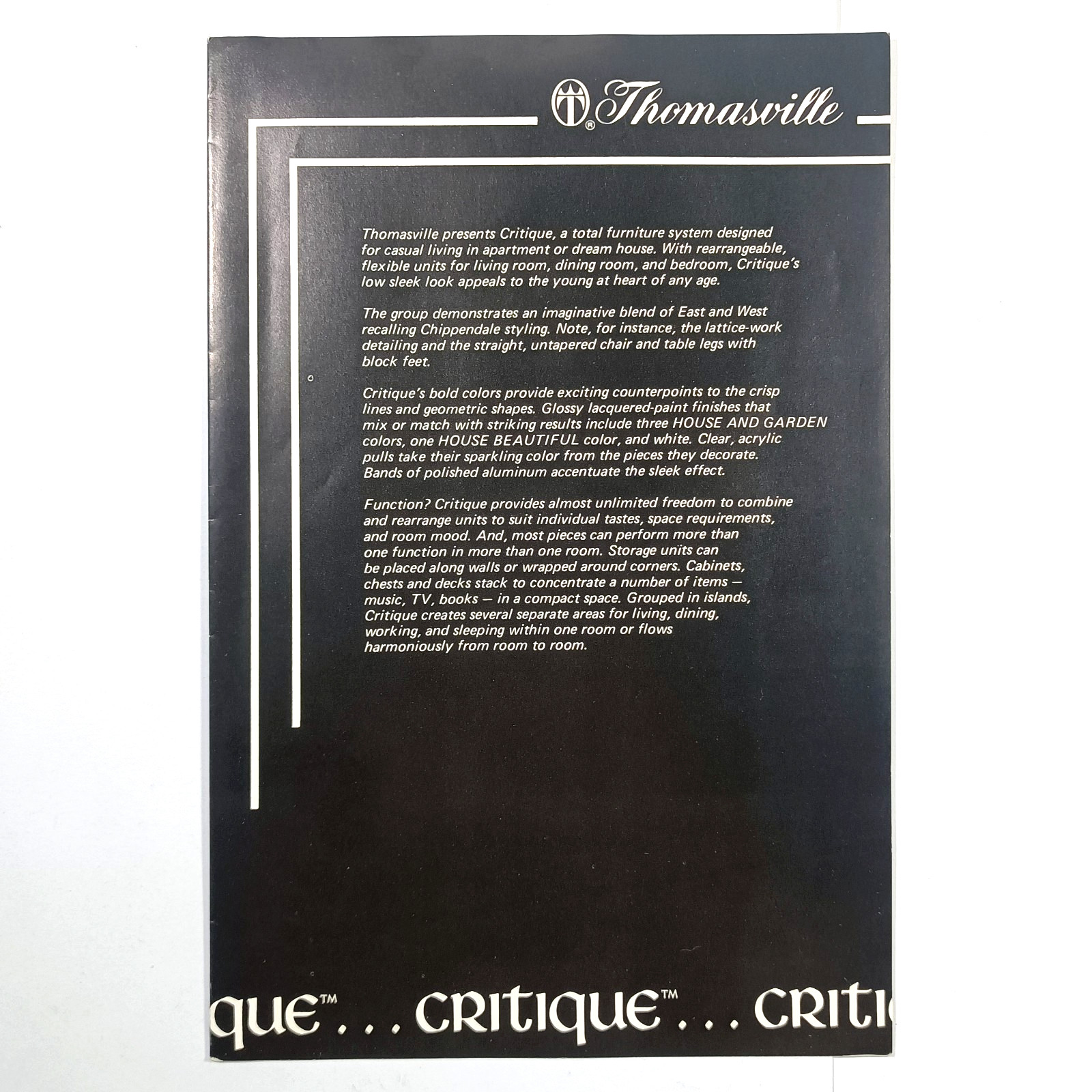 Thomasville Critique furniture brochure vintage 1970s