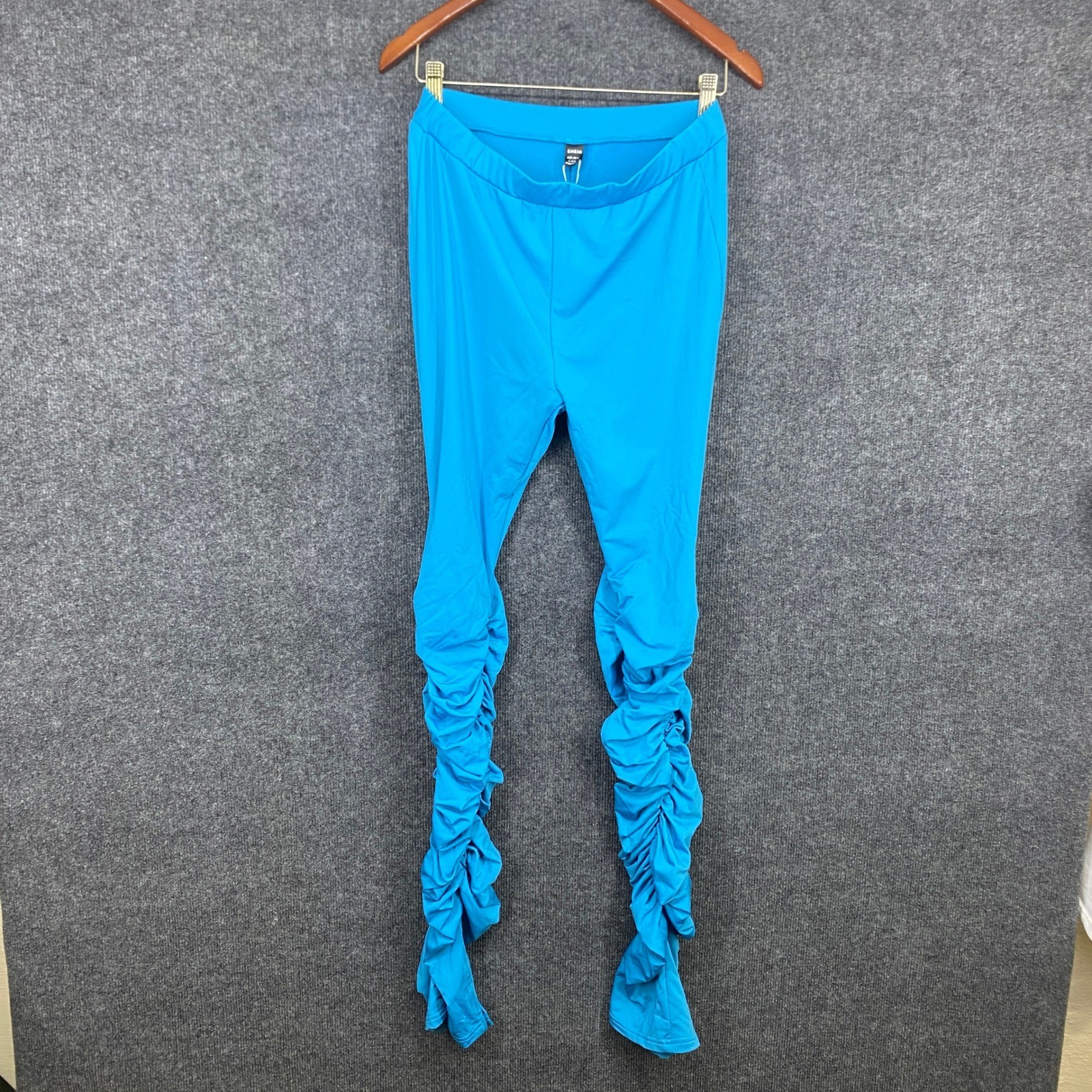 SHEIN SXY Women Blue Stacked Ruched High Waist Leggings Size L sw210831876061