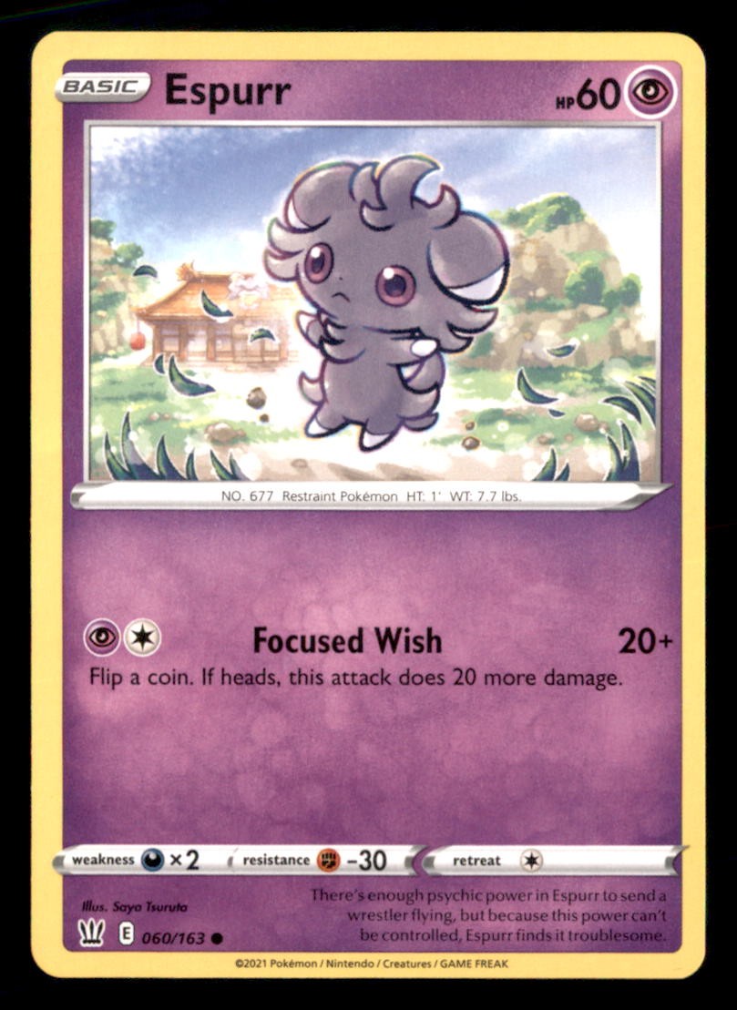Espurr 060/163 Battle Styles Pokemon Near Mint Saya Tsuruta