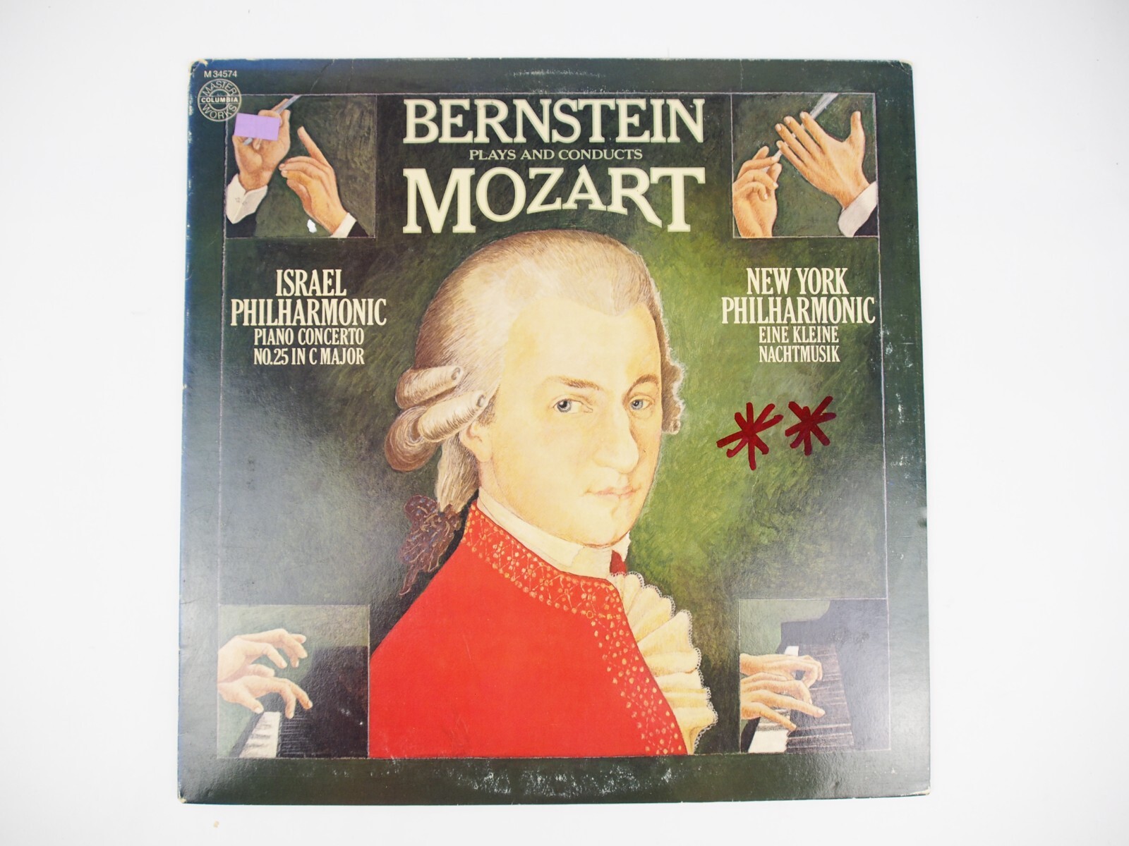 BERNSTEIN PLAYS AND CONDUCTS MOZART LP PIANO CONCERTO NO. 25 IN C MAJOR DEMO VG+