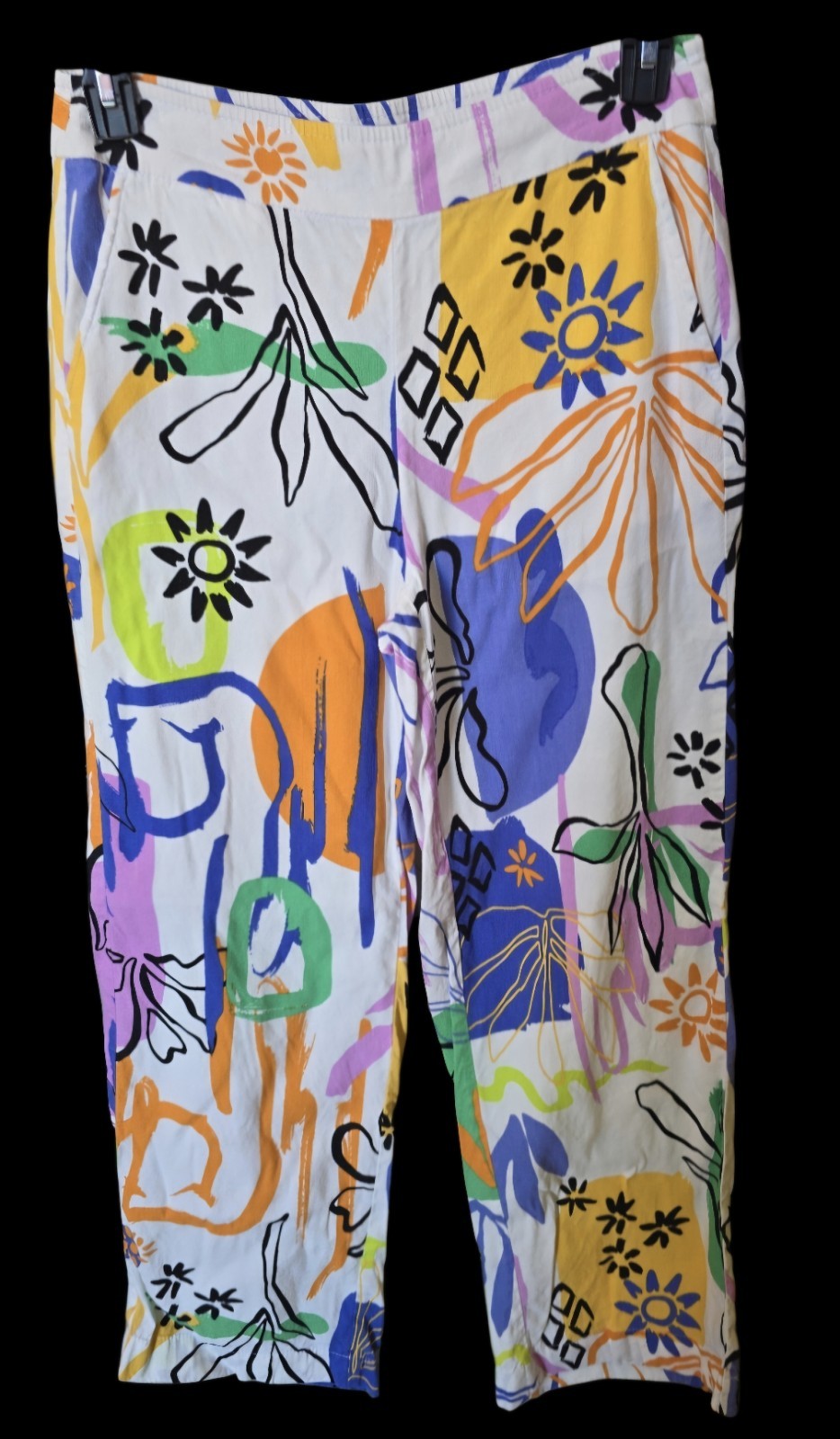 Chico\'s Surreal Escape Bold Print Linen Blend Wide Leg Pants SZ 0.5 Size 6 (Hm)