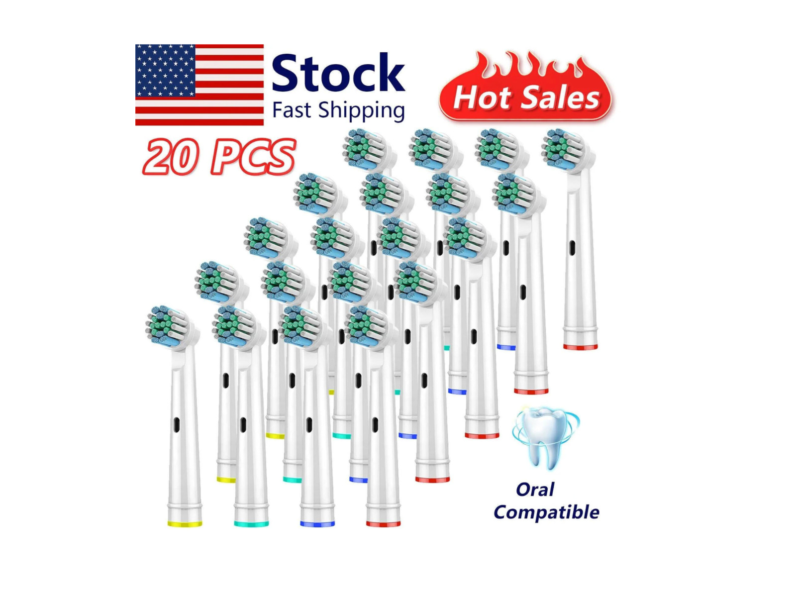 20PCS Precision Electric Toothbrush Replacement Fit For Oral  Braun Brush Heads