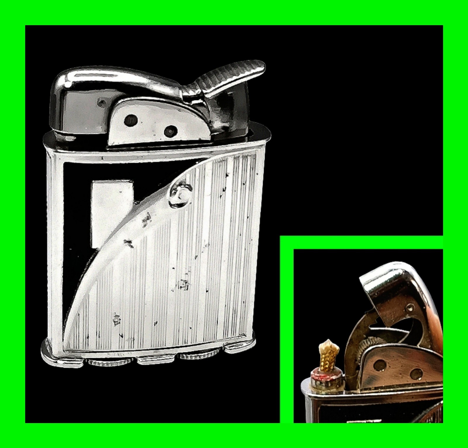 Stunning Vintage Evans Spitfire Petrol Lighter Unique Design - UNFIRED - Working