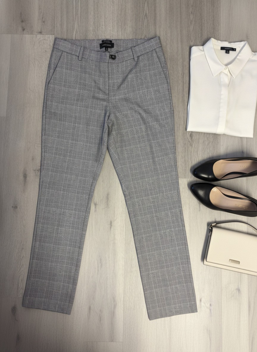 Talbots Hampshire Gray Plaid Dress Pants Size 8