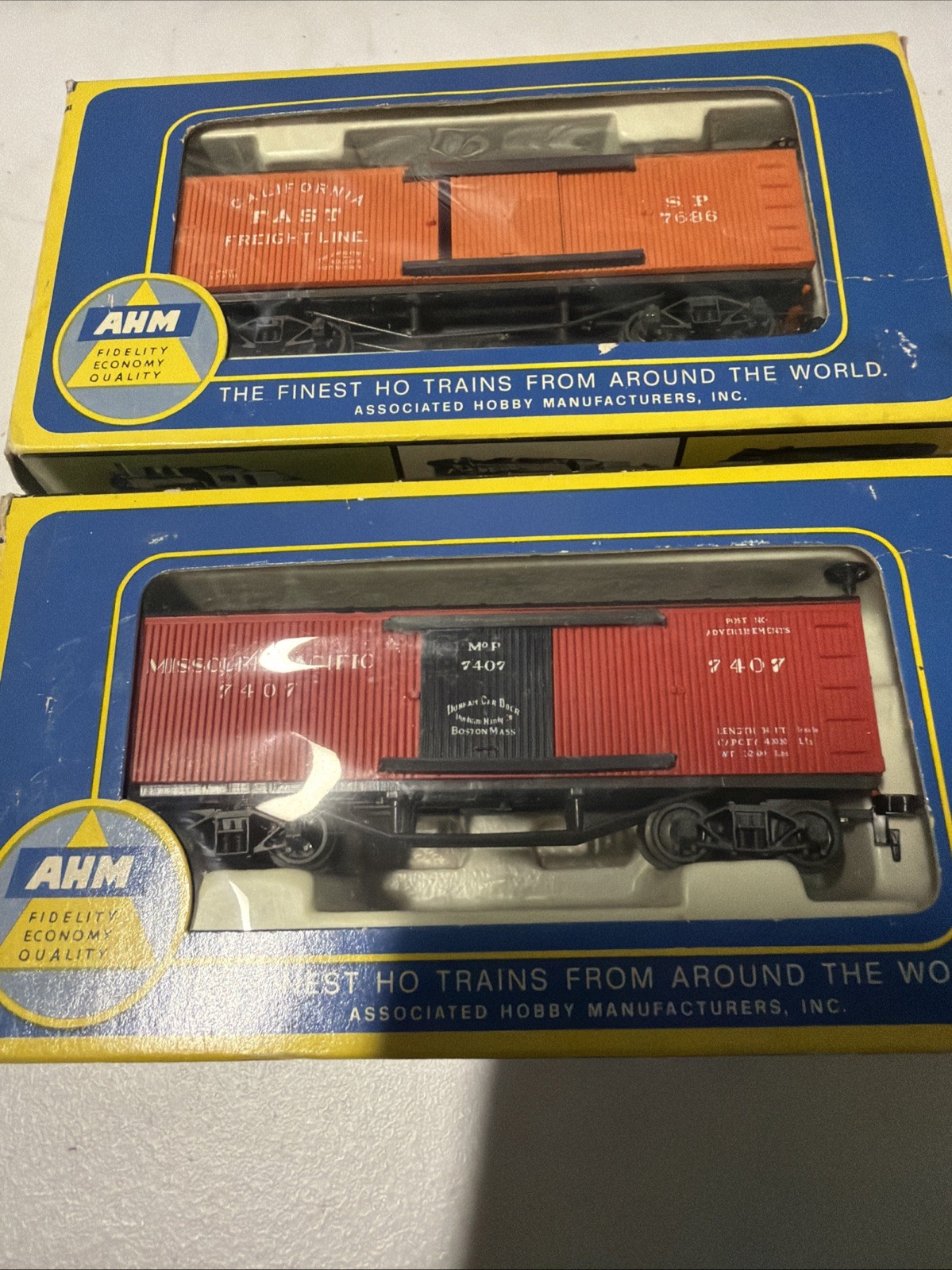Vintage AHM Rivarossi HO Oldtime Box Cars 6241 6242 MoPac SP Italy (Lot of 2)