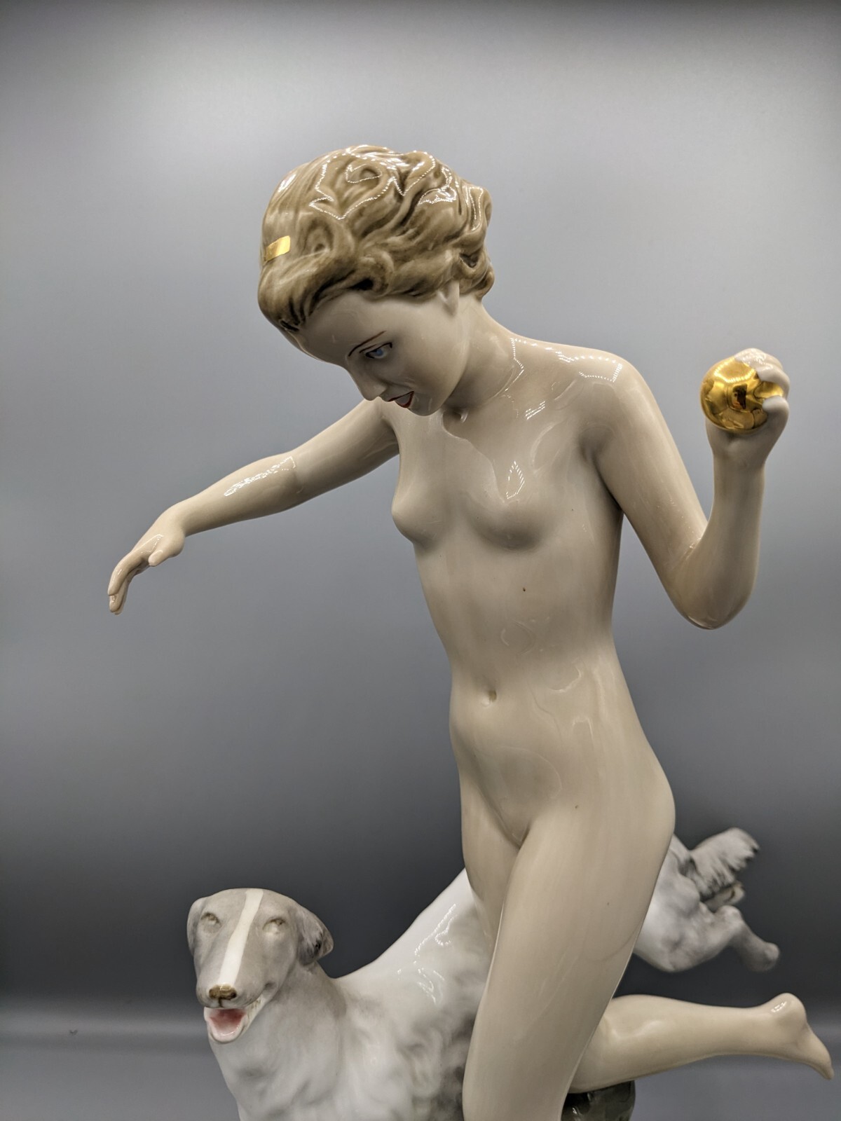 Large Vintage Royal Dux Bohemia Porcelain Figurine Diana The Huntress 14.5 Large Vintage Royal Dux Bohemia Porcelain Figurine Diana The Huntress 14.5