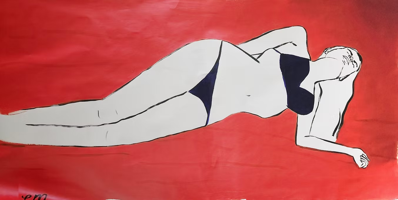 ORIGINAL Bikini Figure Acrylic Painting on Paper 82 x 42 inches ORIGINAL Bikini Figure Acrylic Painting on Paper 82 x 42 inches