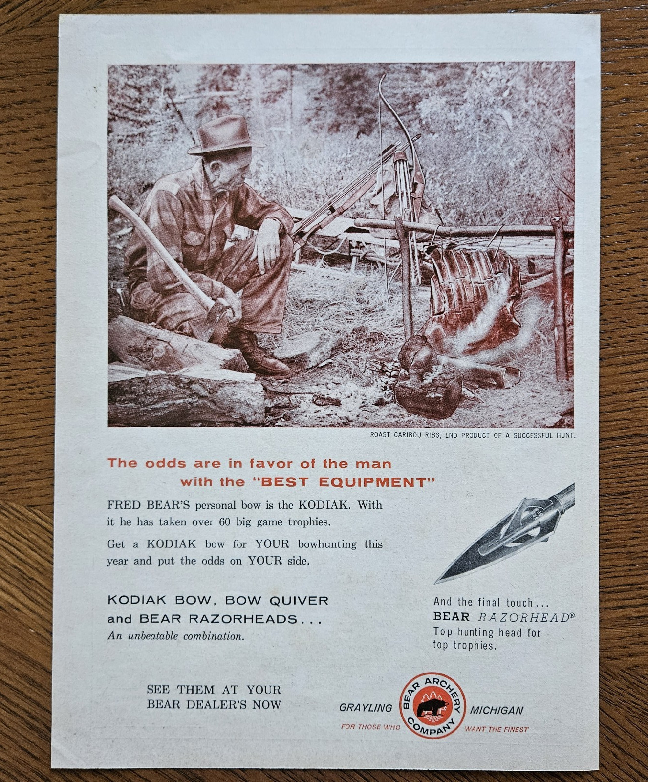 1961 BEAR Archery Equipment w/Fred Bear & Caribou 8\