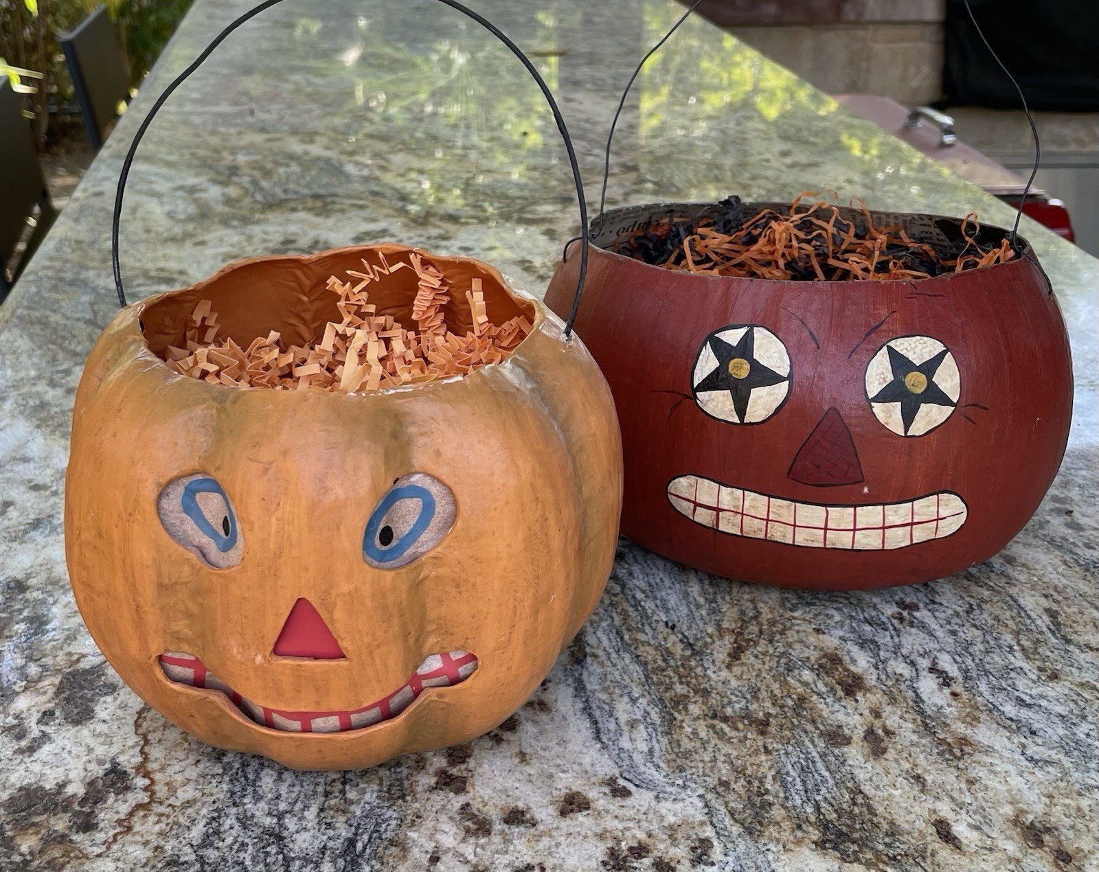 Vintage Reproduction Paper Mache Pumpkins- Lot of 2