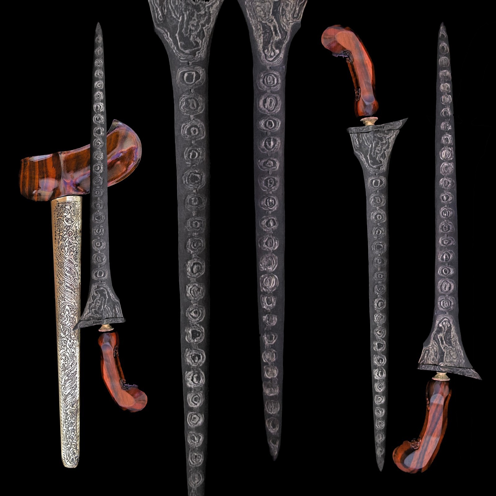 Antique Indonesian kris, keris. Rare Melati pamor. 17th century. Healing powers.
