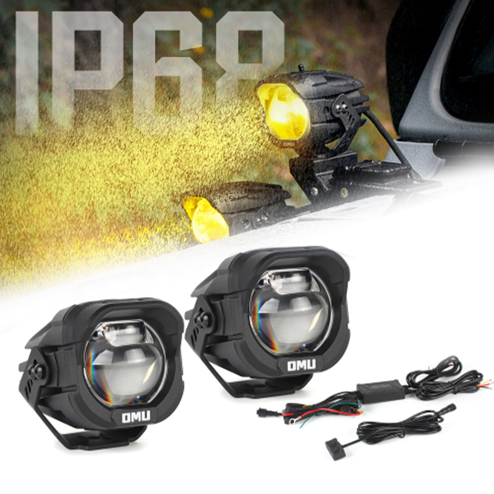 LED A-Pillar Ditch Light Kit For Jeep Wrangler Gladiator Ford etc ATV Motorcycle
