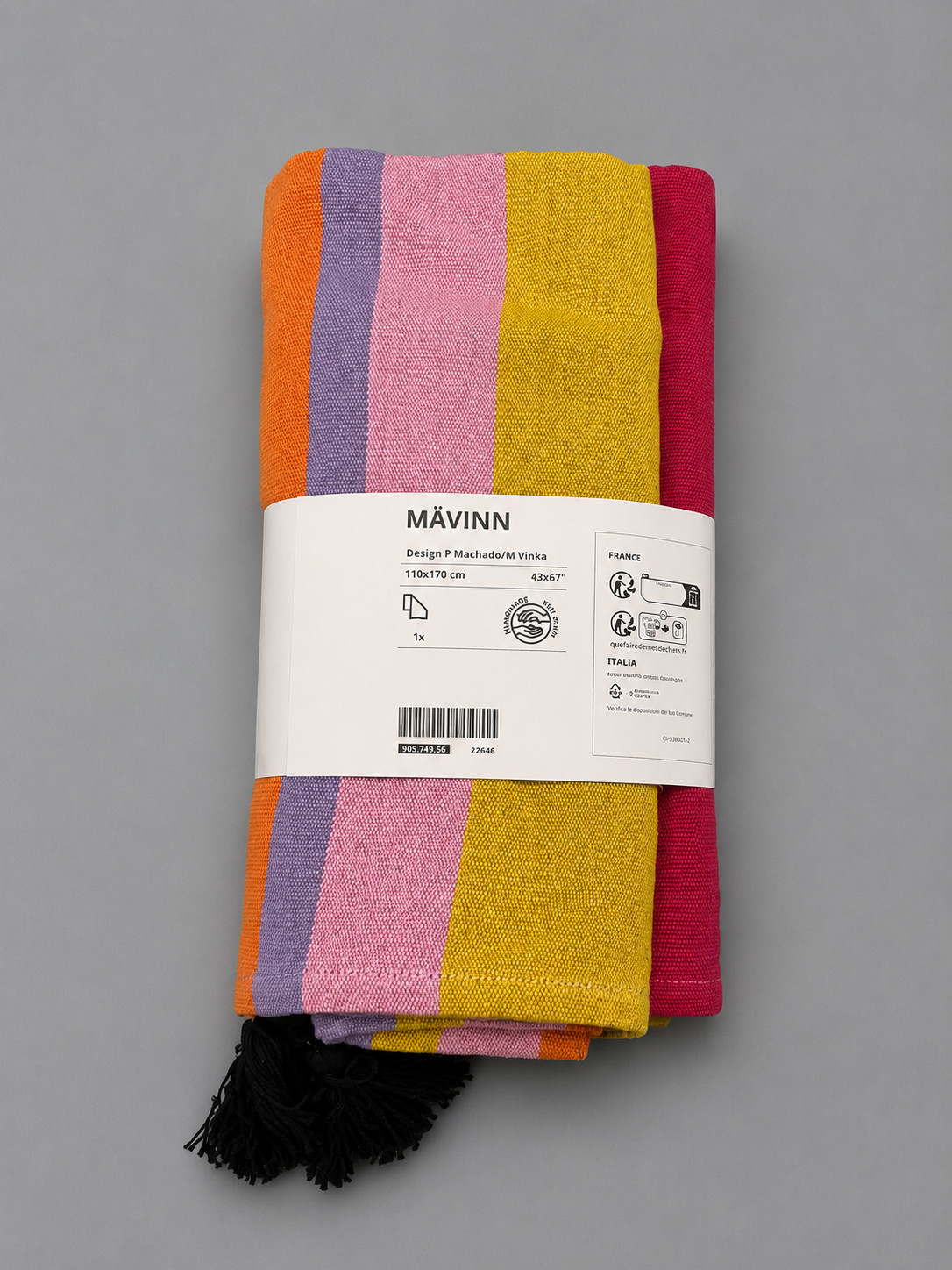 IKEA MAVINN Throw, striped multicolour, 43\