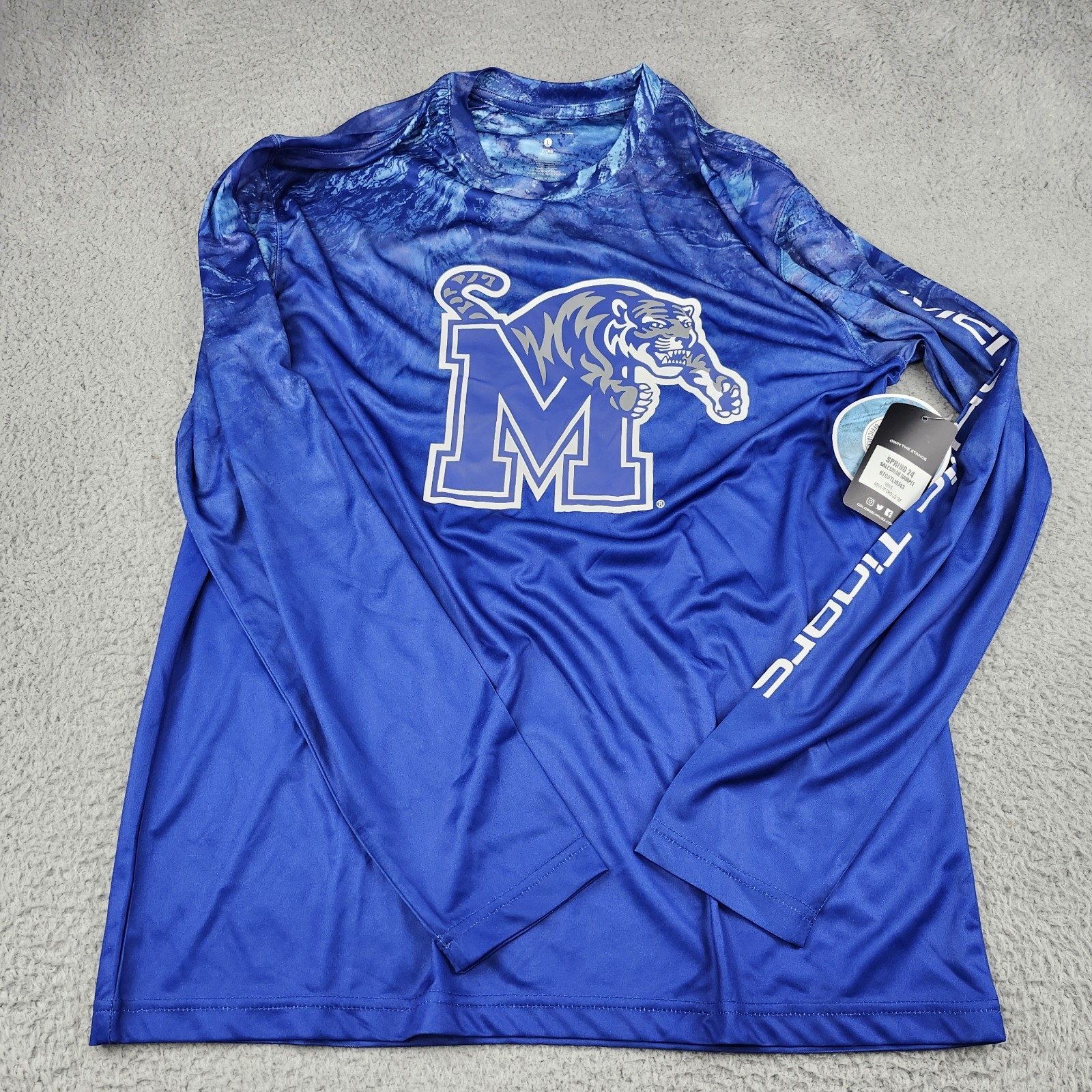 Memphis Tigers Fishing Shirt Men L  RealTree Colosseum Blue Ocean Theme Logo