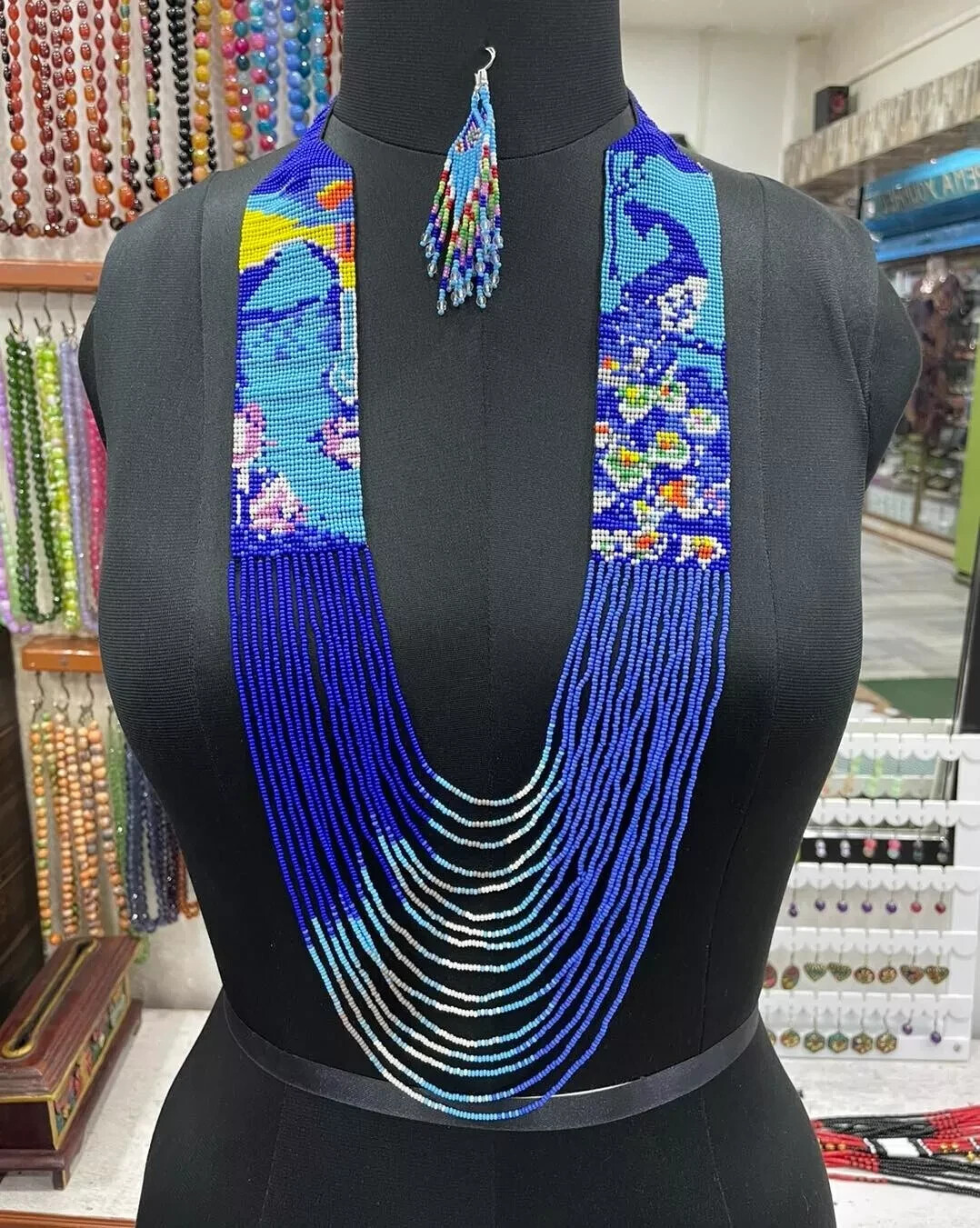 New Handmade Seed Bead Boho American Style Beaded Multi Strand necklace Earrings New Handmade Seed Bead Boho American Style Beaded Multi Strand necklace Earrings