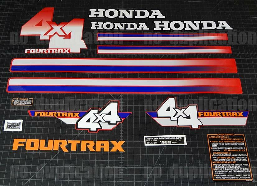 1986 86'  TRX Quad 350 4x4 Fourtrax ATV 15pc Decals Stickers Graphics Kit 