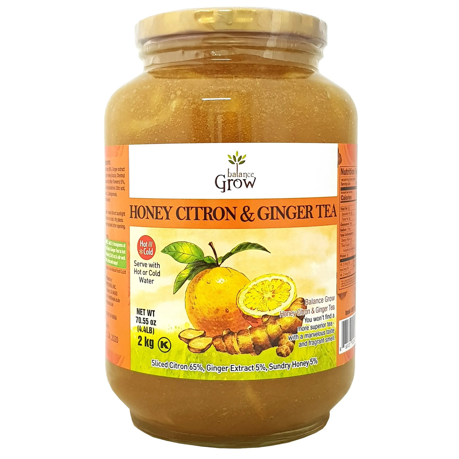 Balance Grow Honey Citron & Ginger Tea, 70.55 oz Glass Jar