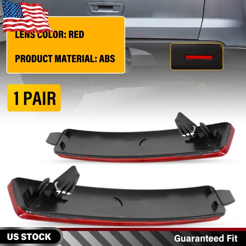 Pair Rear Bumper Reflectors For 2007-2010 Saturn Outlook Driver & Passenger Side