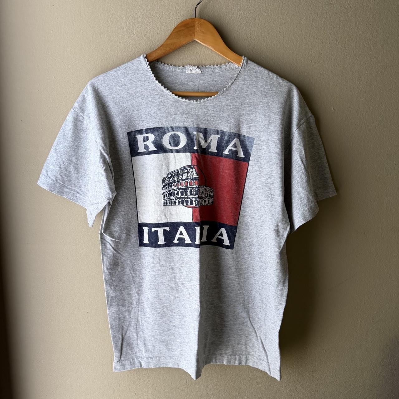 Vintage 90s Roma Italia Colosseum Graphic Tee Gray L