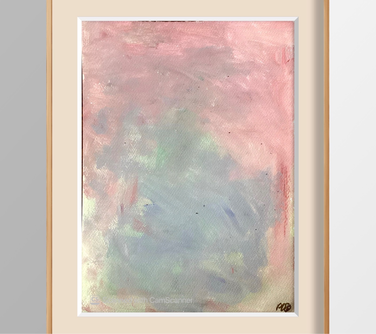 PDQ Original 15x11 Abstract Pastel Pink Blue Abstract Painting Signed Paper