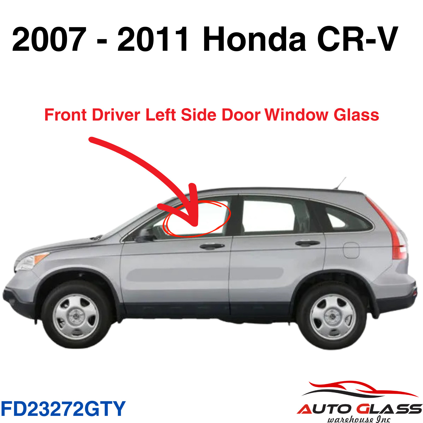 Fits 07-11 Honda CR-V 4 Door Driver Side Left Front Door Glass Window 