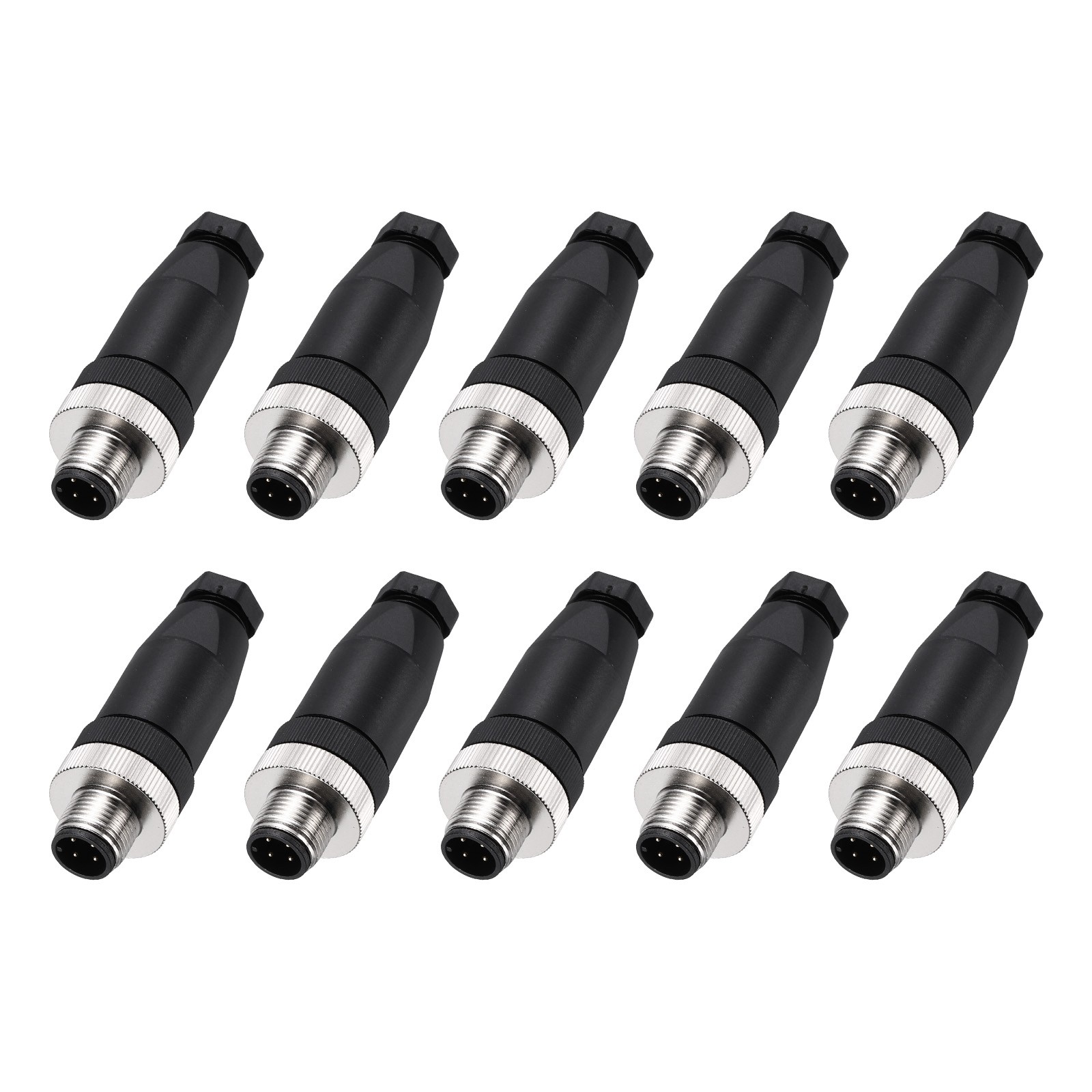10 Pcs 4 Pin M12 Male Aviation Wire Connector, Waterproof Circular Connector