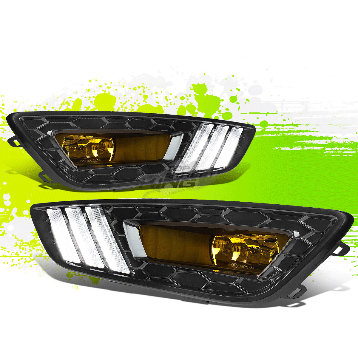 FOR 15-17 FOCUS MK III AMBER LENS DRIVING BUMPER FOG LIGHTS BLACK LED DRL BEZEL FOR 15-17 FOCUS MK III AMBER LENS DRIVING BUMPER FOG LIGHTS BLACK LED DRL BEZEL