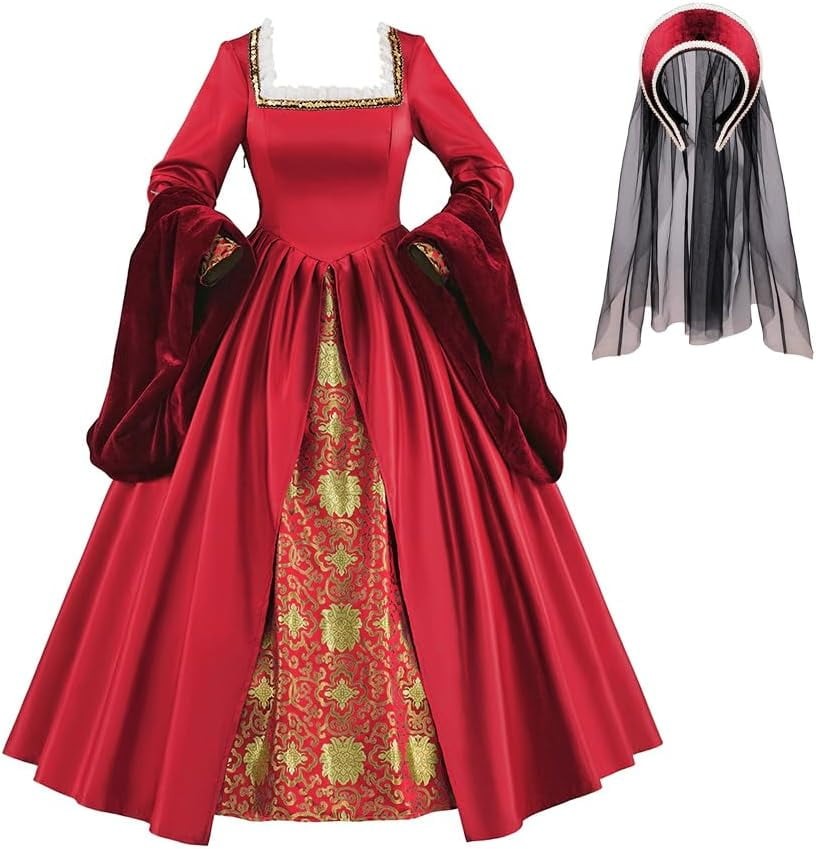 Women Anne Boleyn Tudor Queen Dress Renaissance Ball Gown Costume