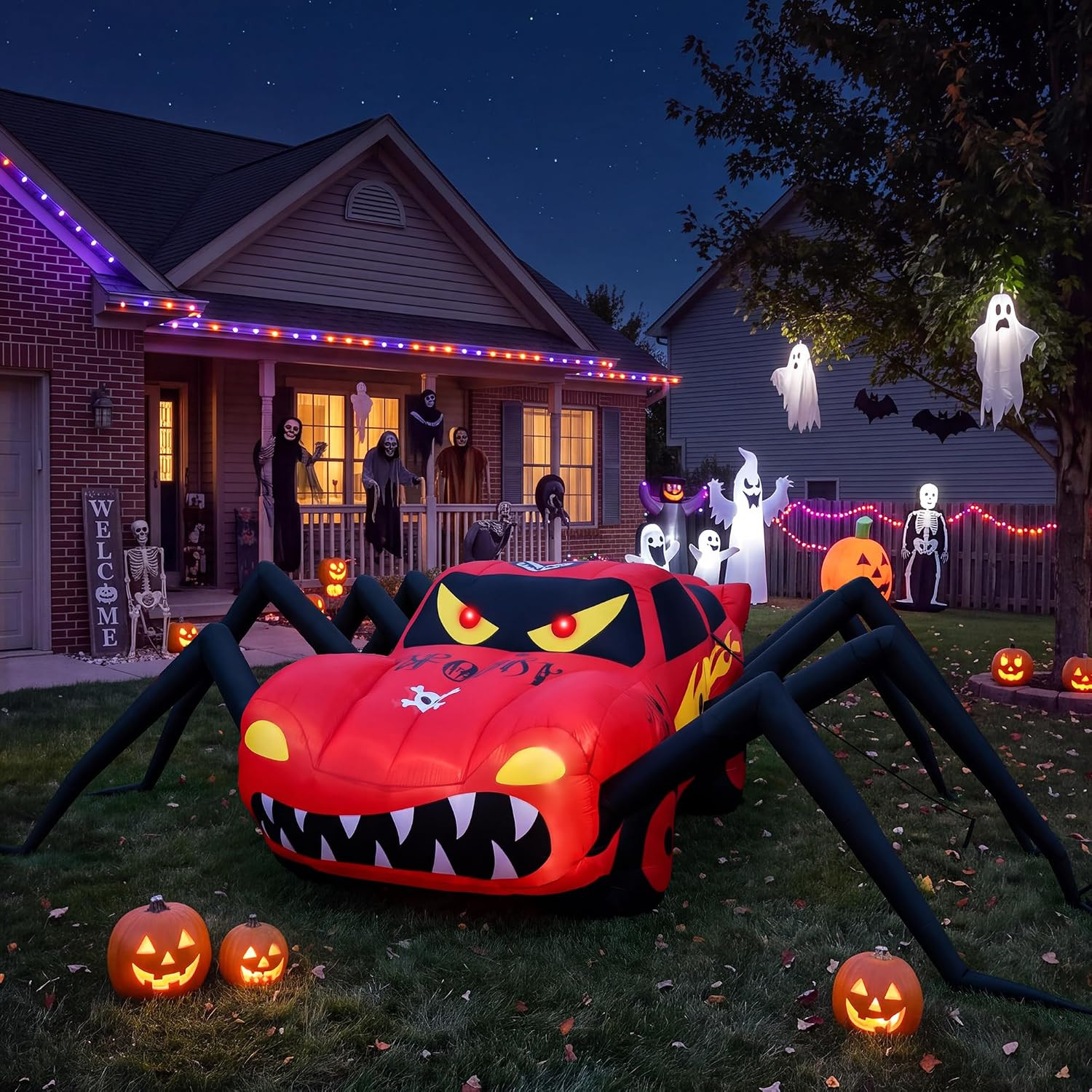 Super Giant Red 14.8FT Halloween Inflatables Spider Car Outdoor Decorations