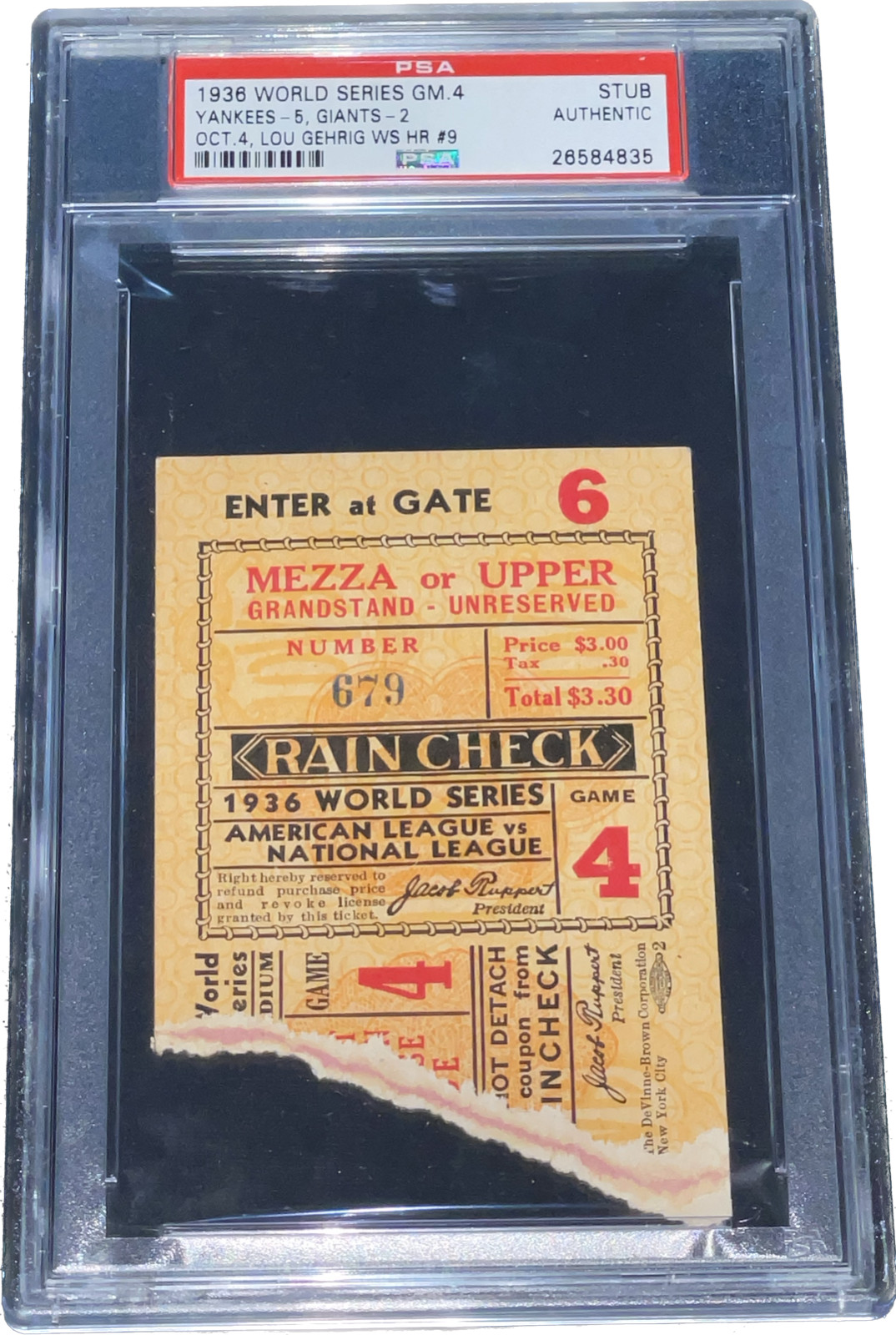 1936 World Series Game 4 Ticket \ 1936 World Series Game 4 Ticket \