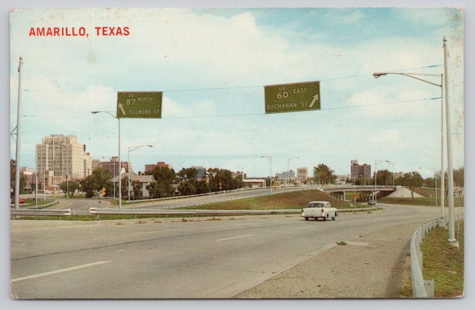 Amarillo Texas US 87 60 Highway Interchange Vintage Postcard 1960s