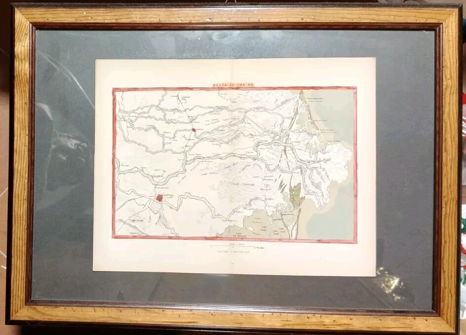 Beautiful Map Of The PO Delta Watercolor Virtue &Co 1870 England B