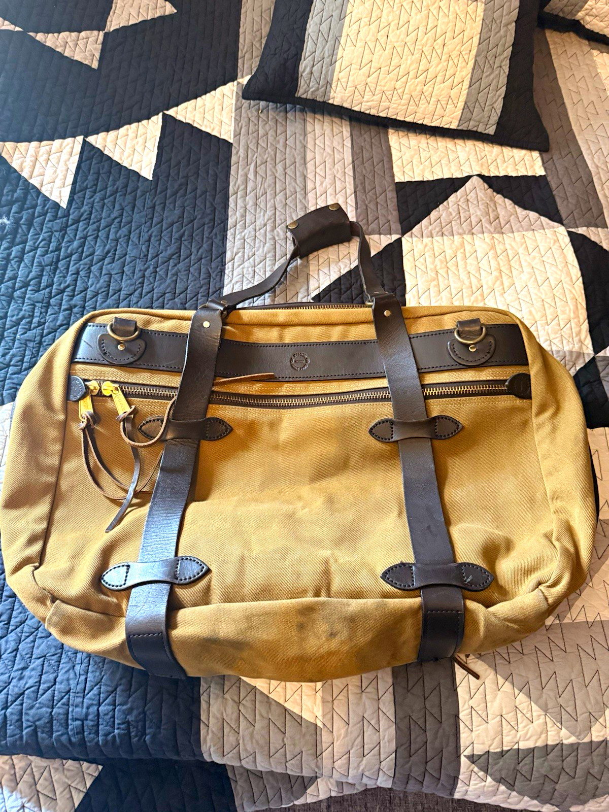 Vintage Filson 243 Large Pullman Bag Tan Rugged Twill Leather Made USA