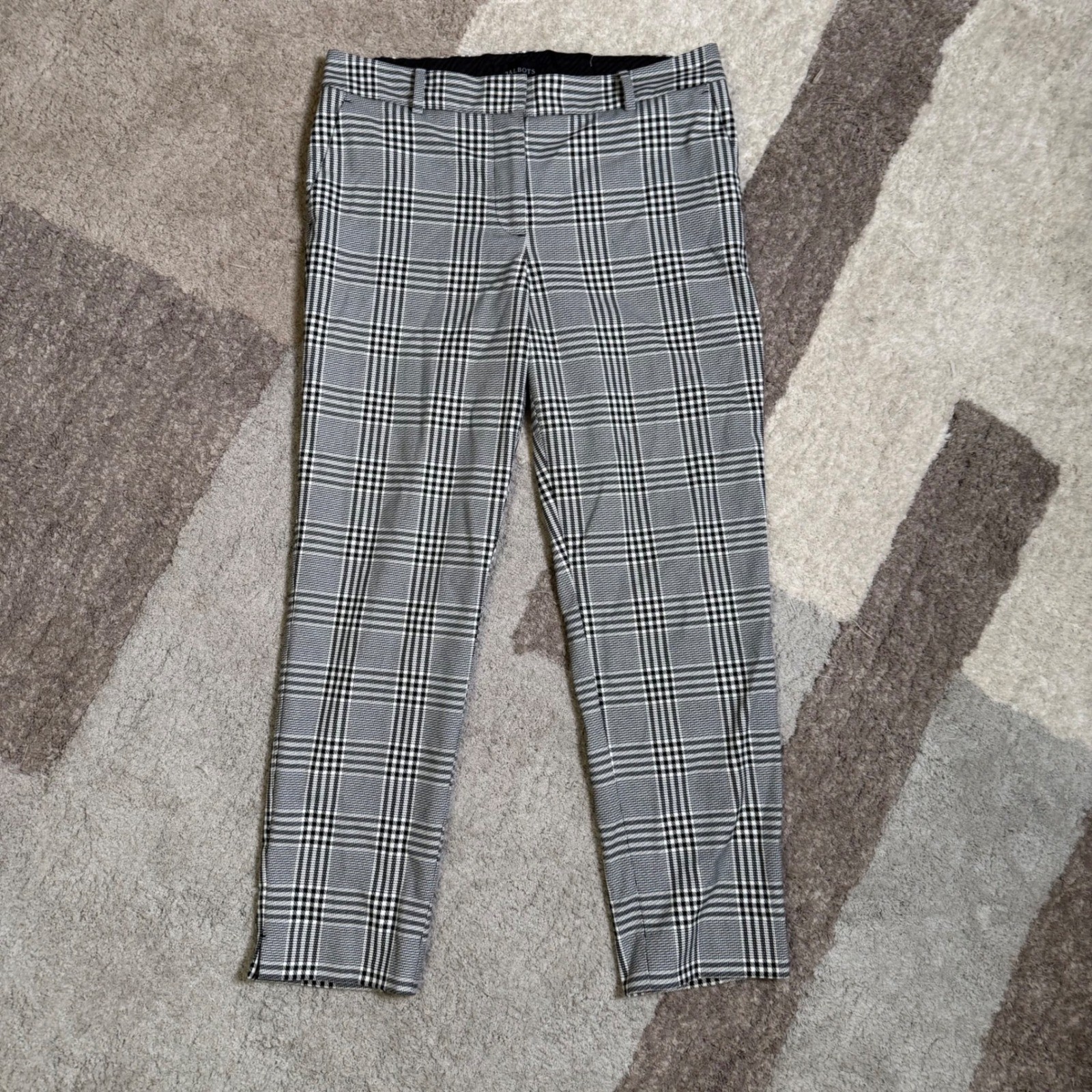 Talbots Hampshire Ankle Pants 8P Womens Black White Glen Plaid Trousers Stretch Talbots Hampshire Ankle Pants 8P Womens Black White Glen Plaid Trousers Stretch