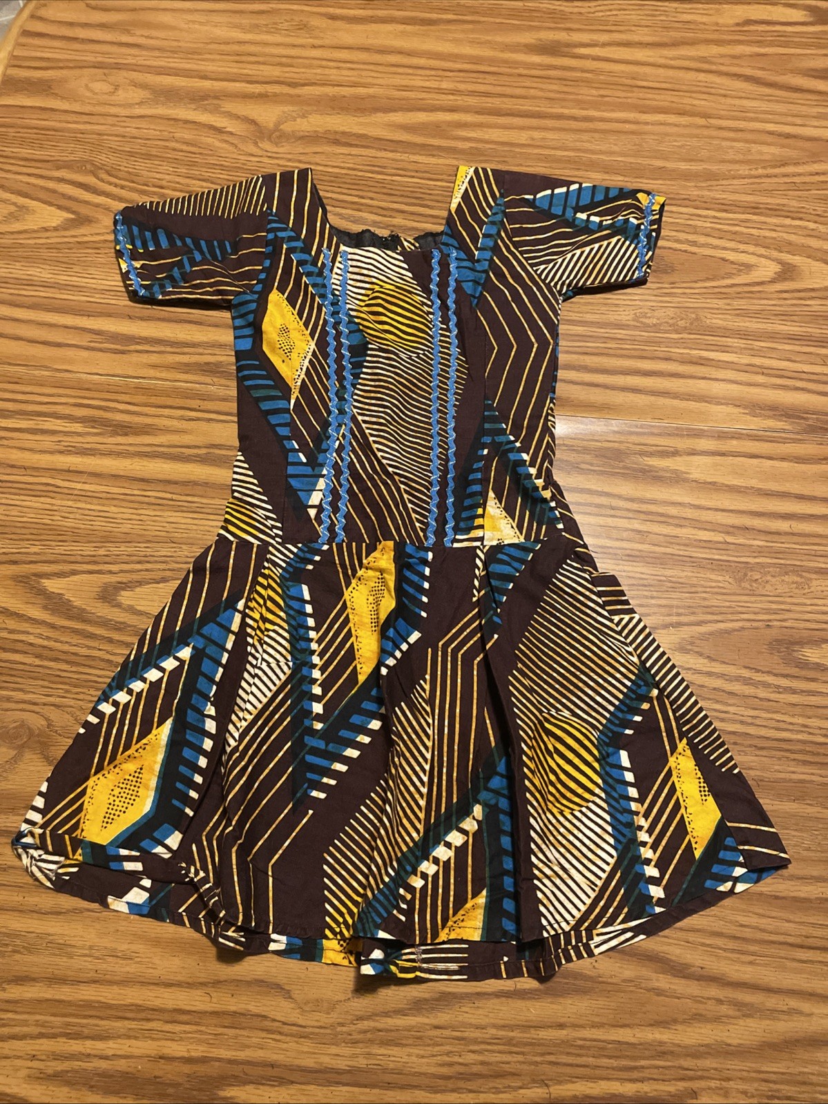 Handmade Girls Ankara African Print Skater Dress Size 6X 7 Flared A-Line Wax