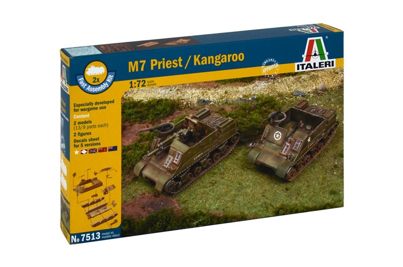 Italeri 7513 M7 Priest & Kangaroo APC Set of Two 1/72 Scale Plastic Model Kits Italeri 7513 M7 Priest & Kangaroo APC Set of Two 1/72 Scale Plastic Model Kits