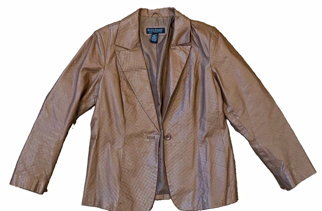 Dialogue Women\'s Brown Button-Front Lined Short Jacket, Size S, Long Sleeve Dialogue Women\'s Brown Button-Front Lined Short Jacket, Size S, Long Sleeve