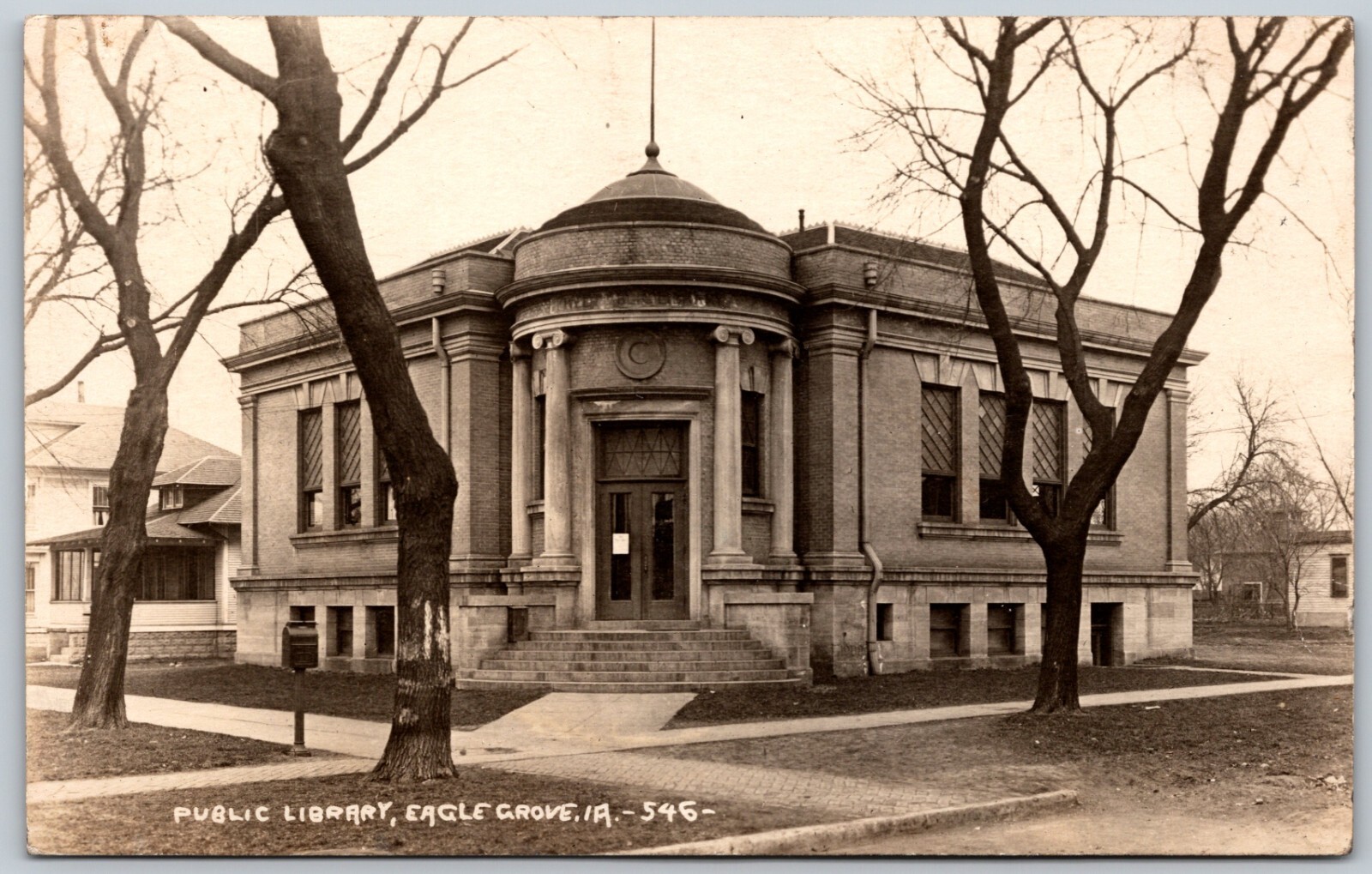 RPPC Public Library EAGLE GROVE Iowa IA VINTAGE Real Photo Postcard
